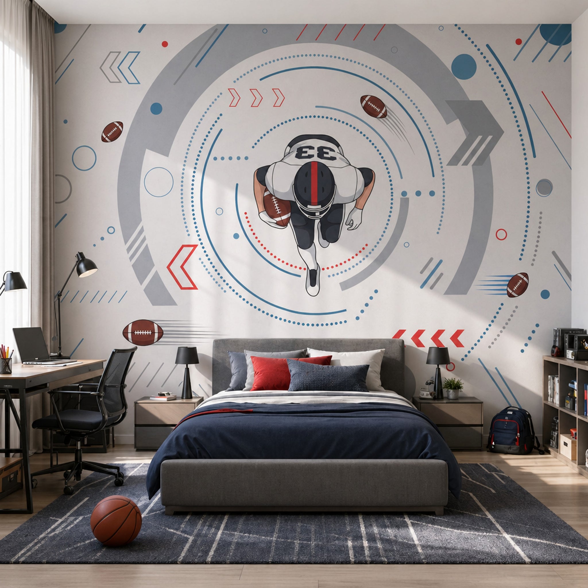 Bright Background Wallpaper Light Gray Navy Blue Wall Mural