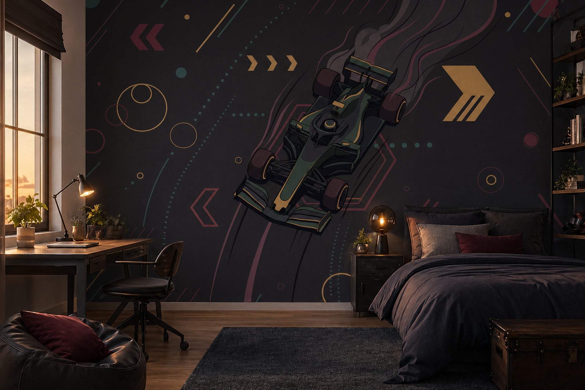 Race Car Wallpaper Motorsport Tech Futuristic Removable Wall Decor