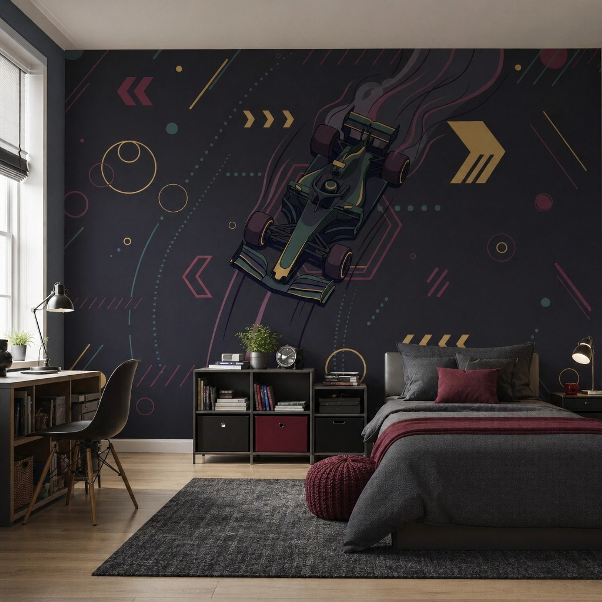 Race Car Wallpaper Motorsport Tech Futuristic Removable Wall Decor
