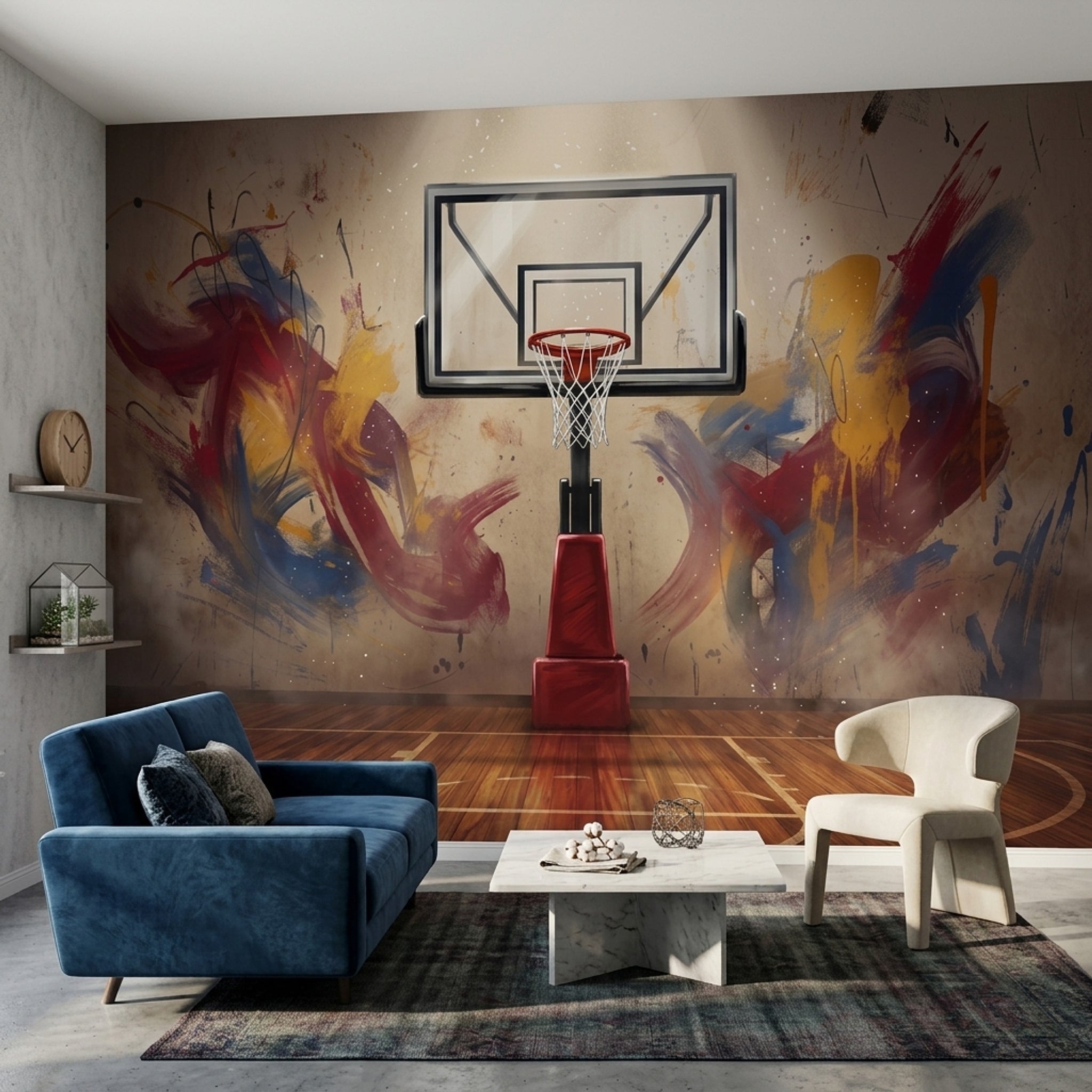 Graffiti Wall Wallpaper Street Art Basketball Court Removable Wall Decor