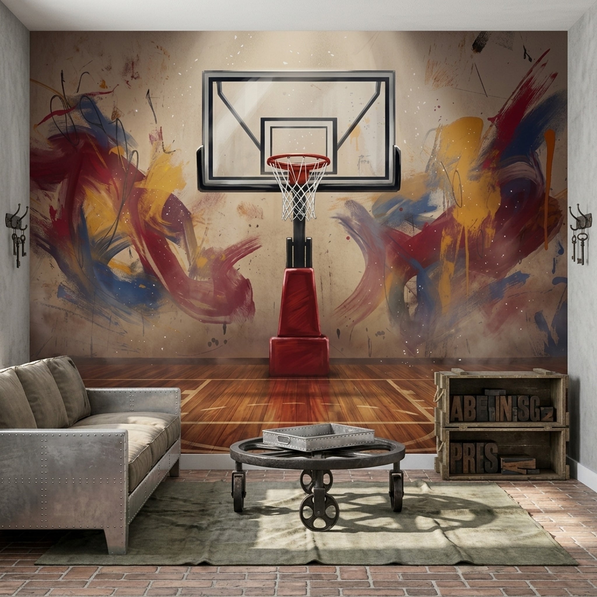 Graffiti Wall Wallpaper Street Art Basketball Court Removable Wall Decor