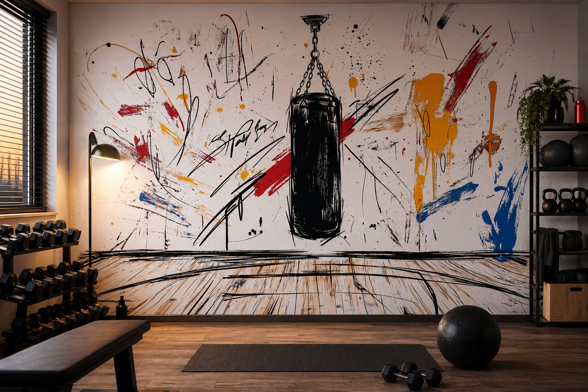 Boxing Wallpaper Punching Bag Removable Graffiti Wall Decor