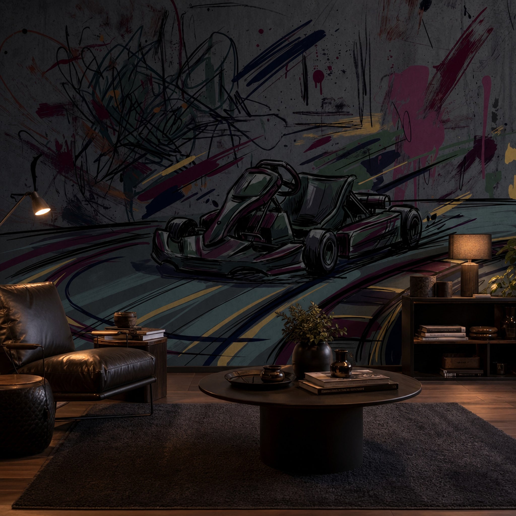 Go Kart Wallpaper Racing Removable Street Art Wall Decor