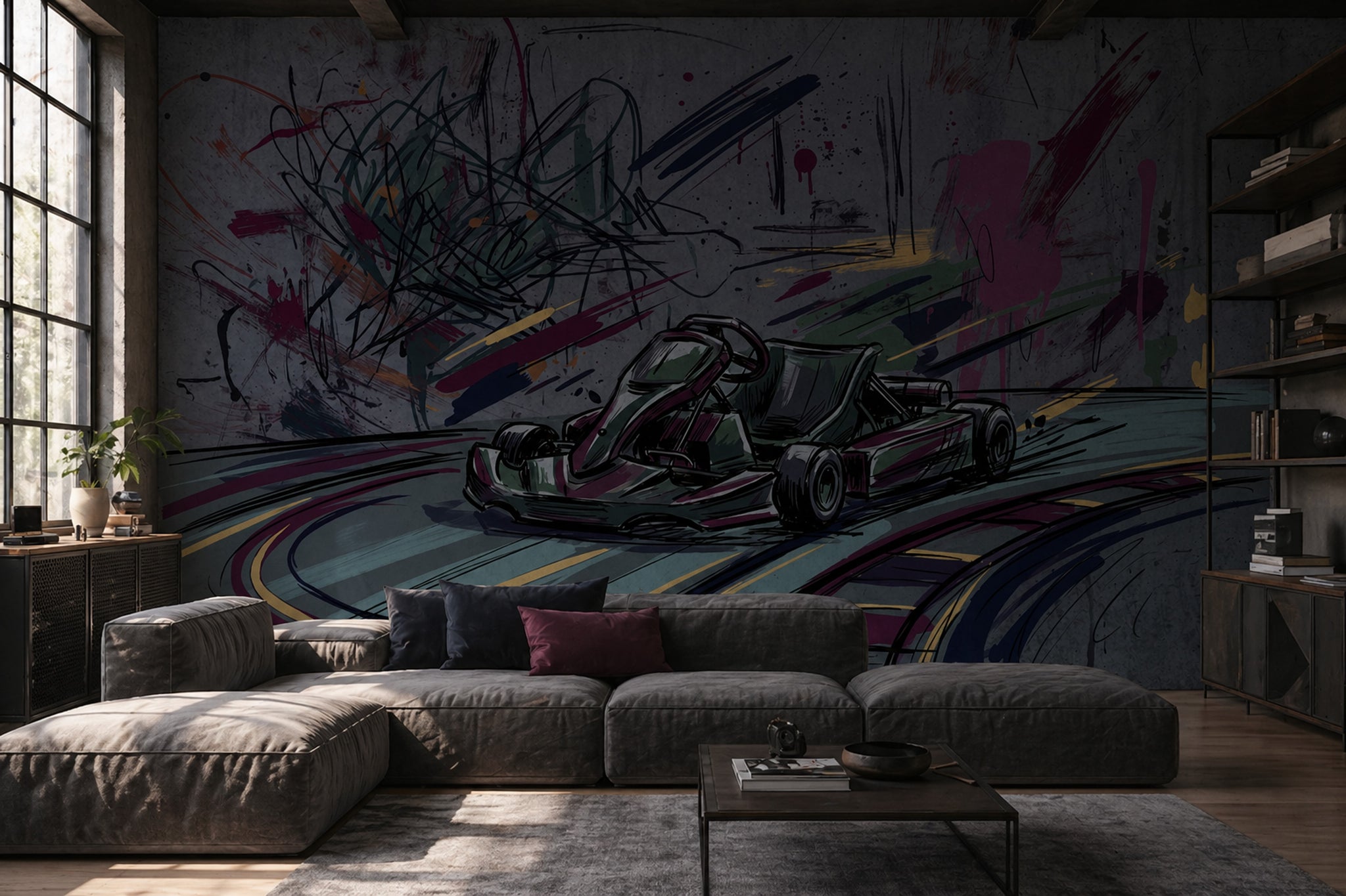Go Kart Wallpaper Racing Removable Street Art Wall Decor