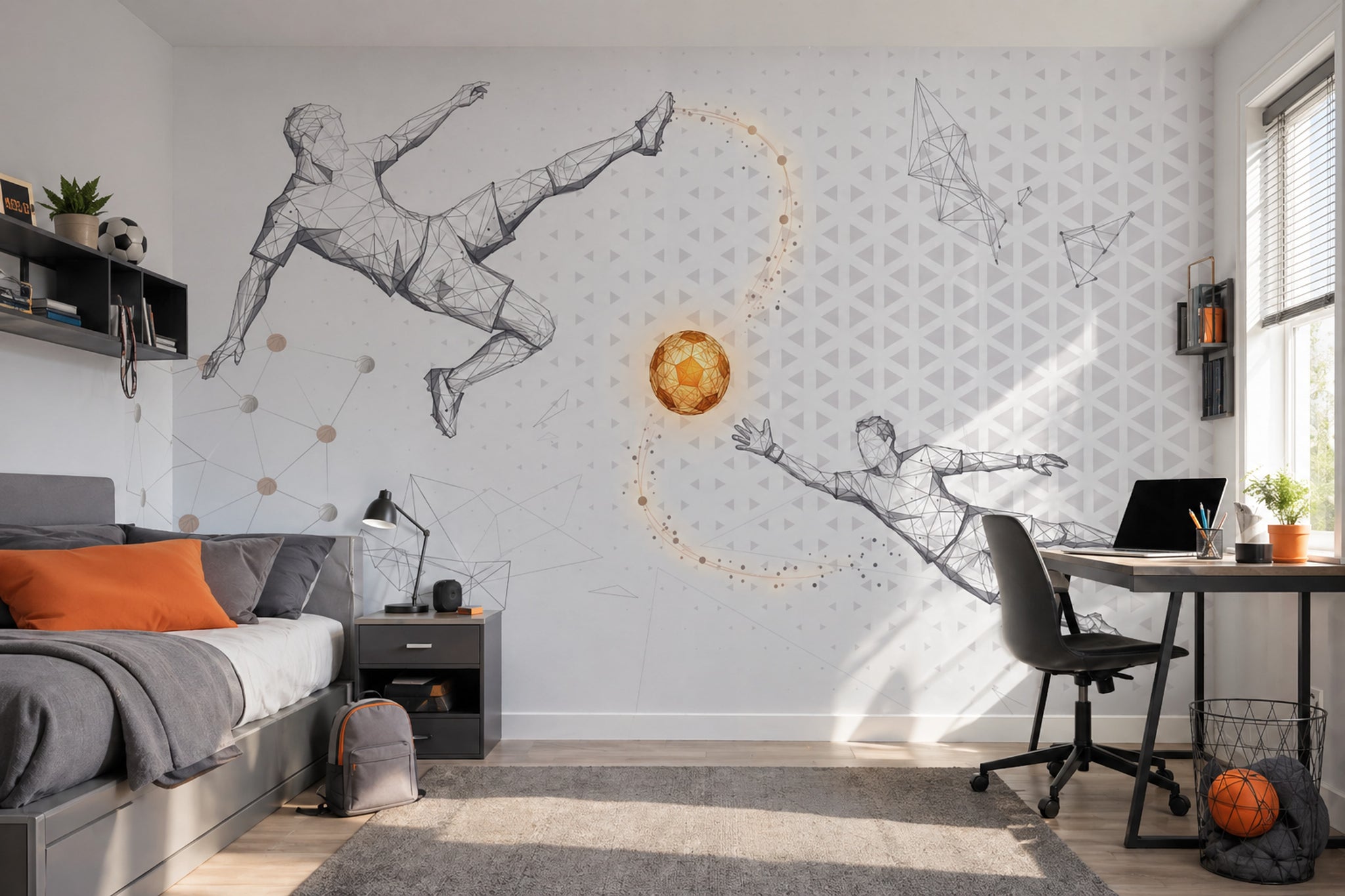 Geometric Wallpaper Wireframe Removable Futuristic Wall Decor