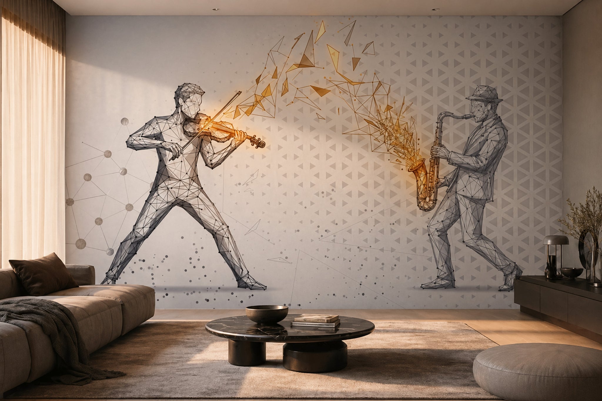 Musicians Wallpaper Geometric Saxophone Removable Wall Decor