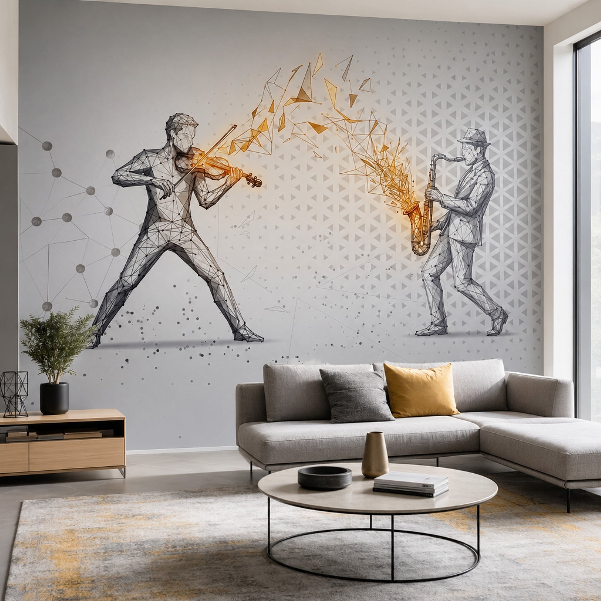 Musicians Wallpaper Geometric Saxophone Removable Wall Decor