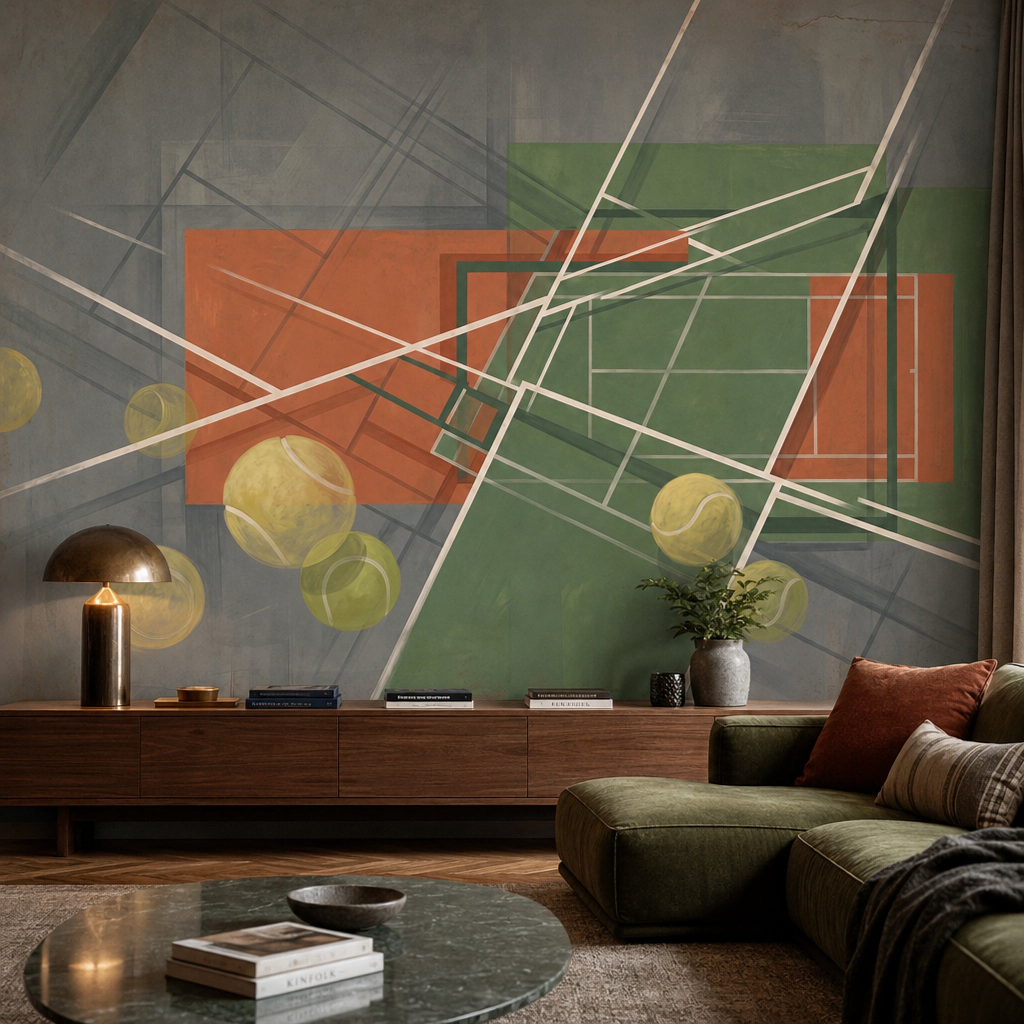 Muted Green Wallpaper Mid Century Modern Wall Mural