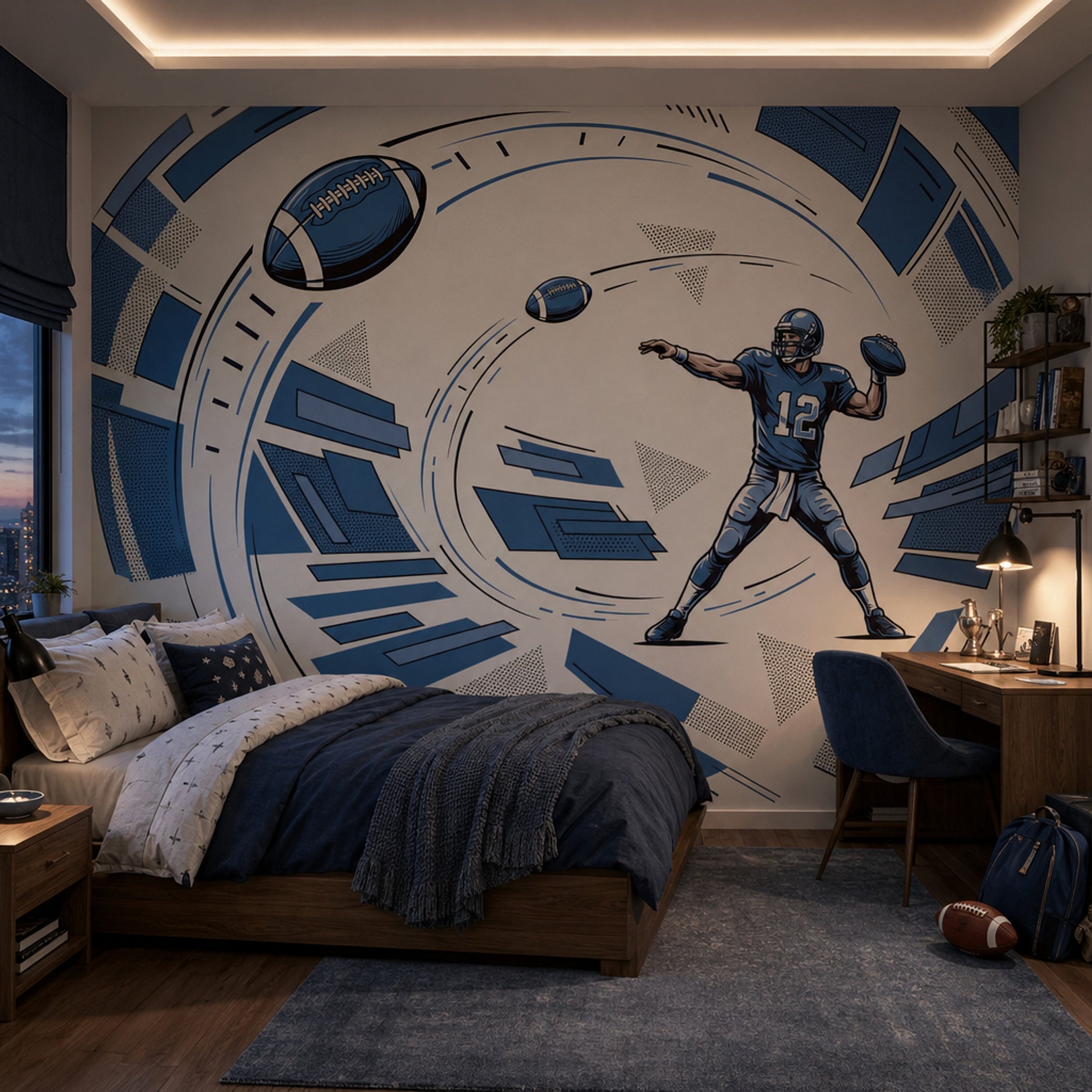 American Football Wallpaper Quarterback Removable Sports Wall Decor