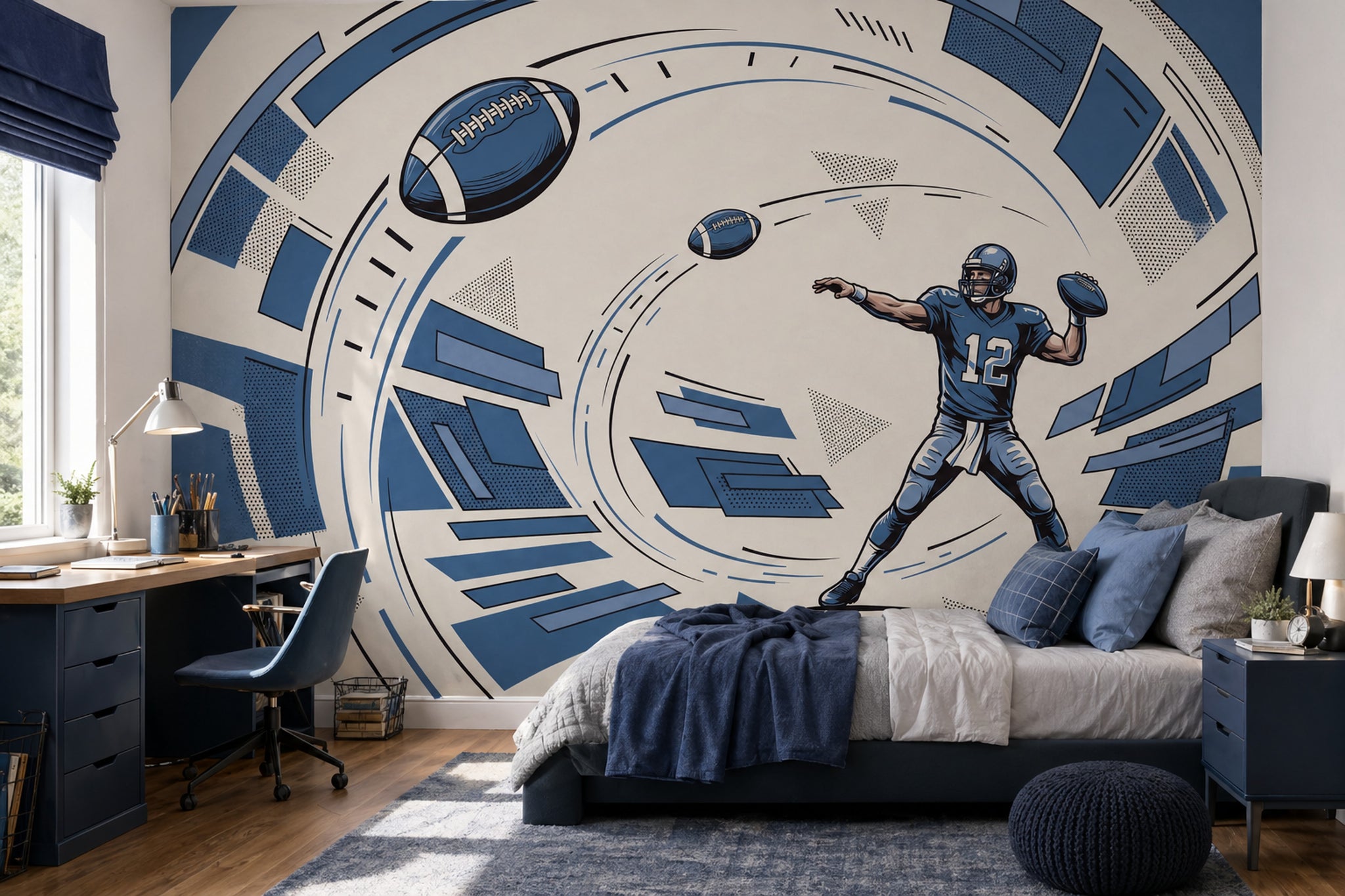 American Football Wallpaper Quarterback Removable Sports Wall Decor
