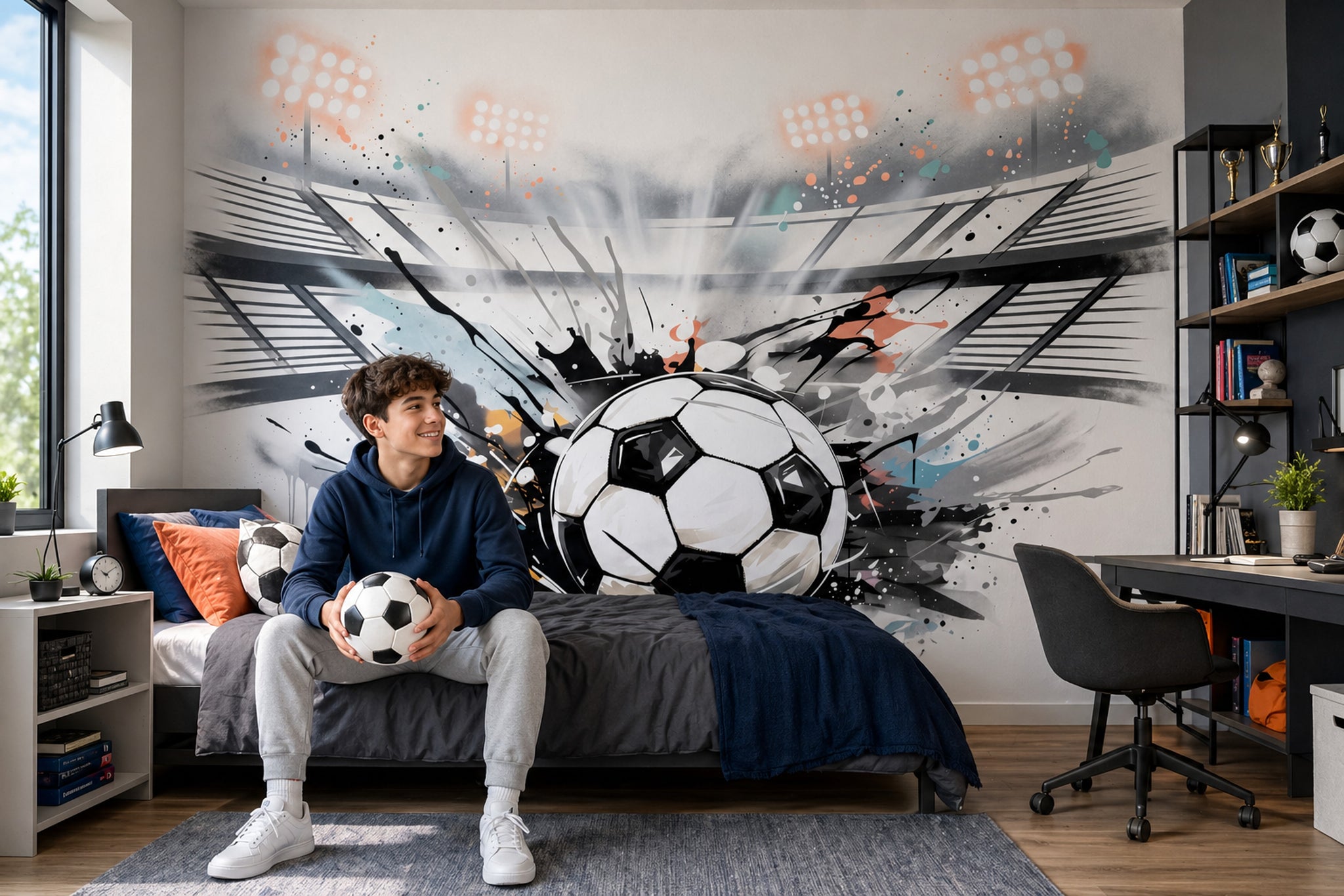 Soccer Wallpaper Stadium Paint Splatter Removable Wall Decor
