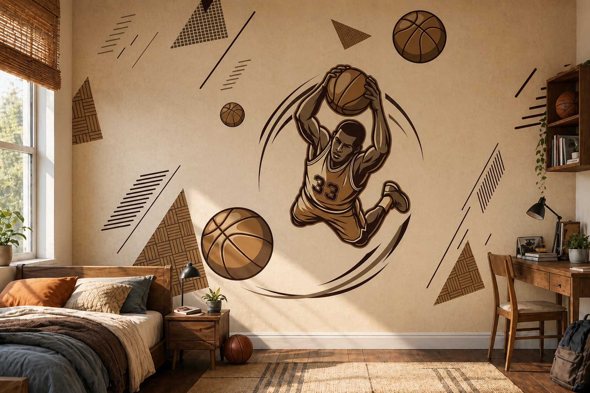 Basketball Wallpaper Athlete Dunk Removable Wall Decor
