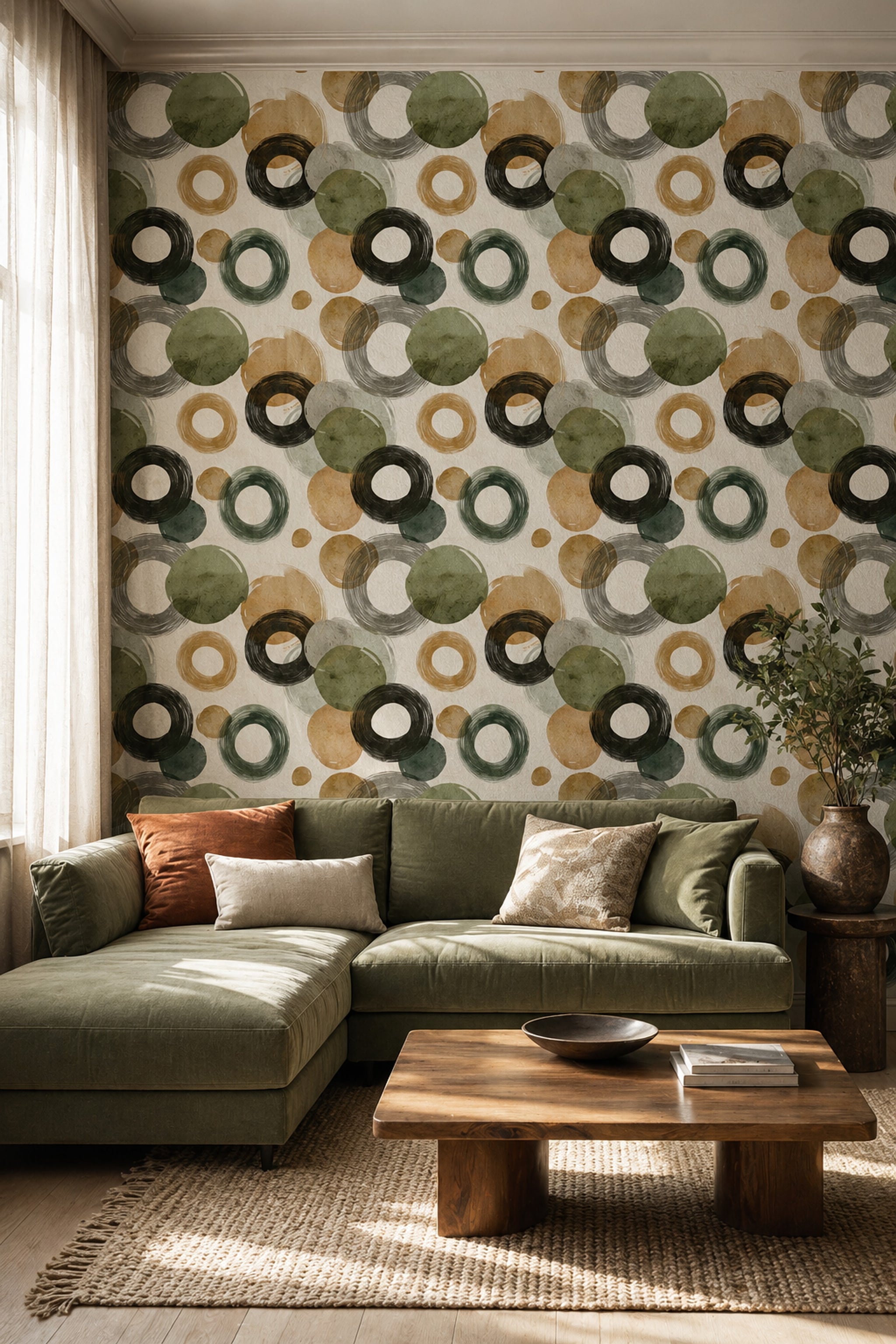 White Background Wallpaper Mid Century Modern Pattern