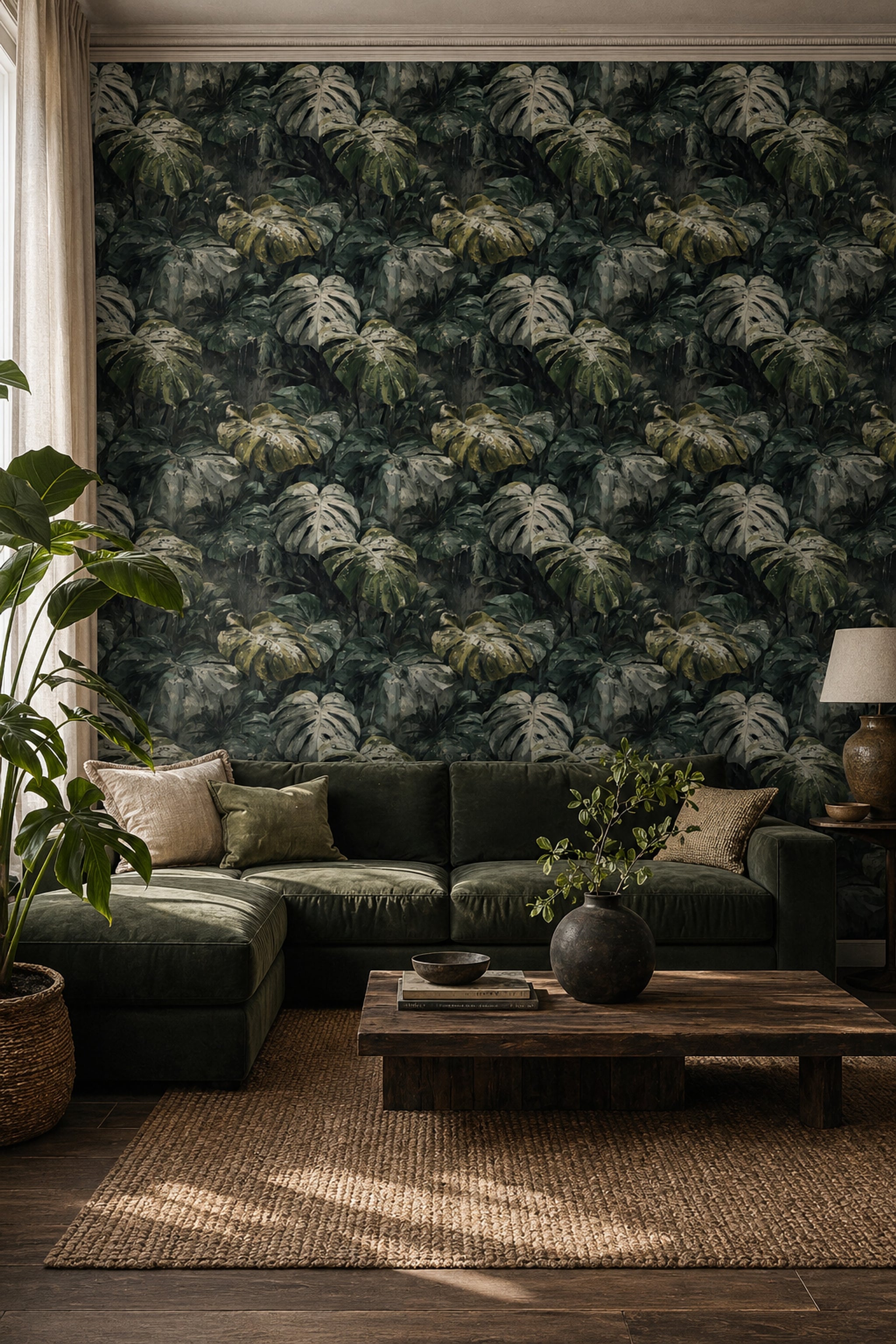 Tropical Leaves Wallpaper Rainforest Removable Botanical Wall Decor