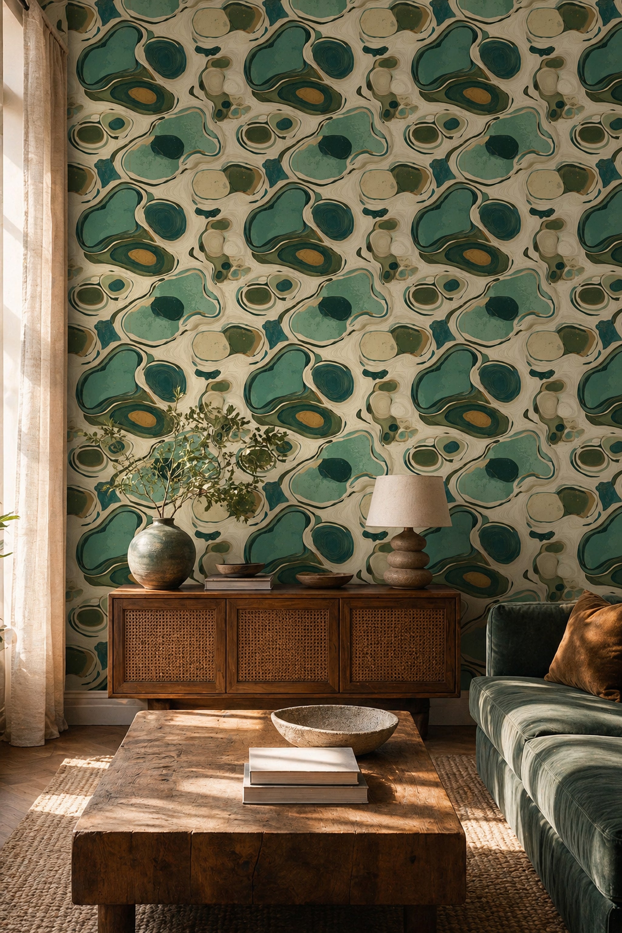 Topographic Lines Wallpaper Marble Organic Shapes Removable Wall Decor