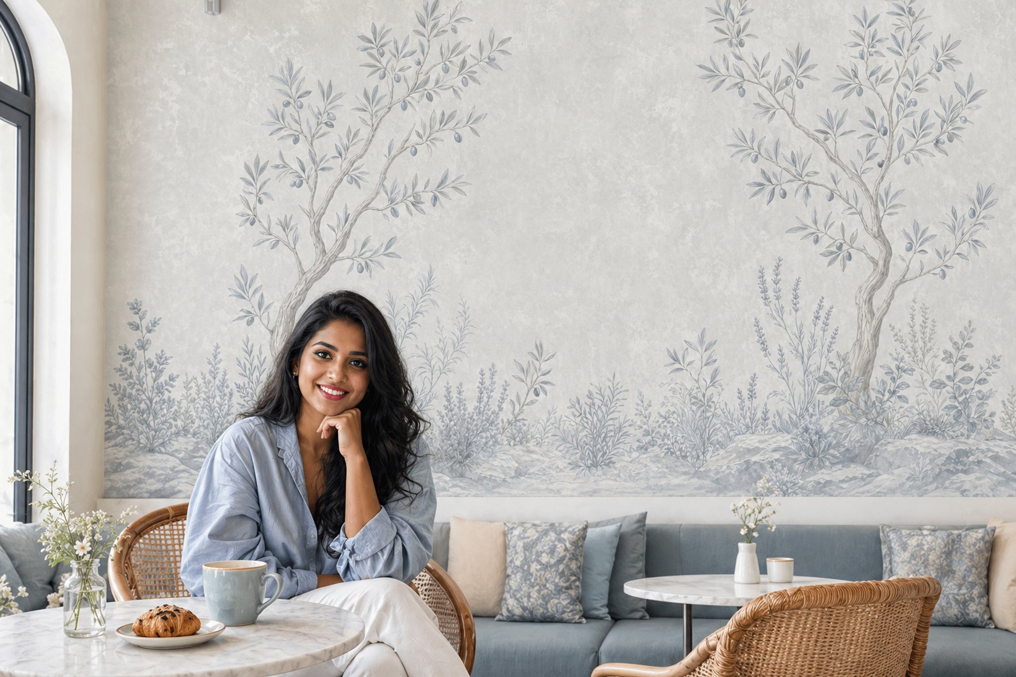 Olive Tree Wallpaper Botanical Removable Mediterranean Wall Decor