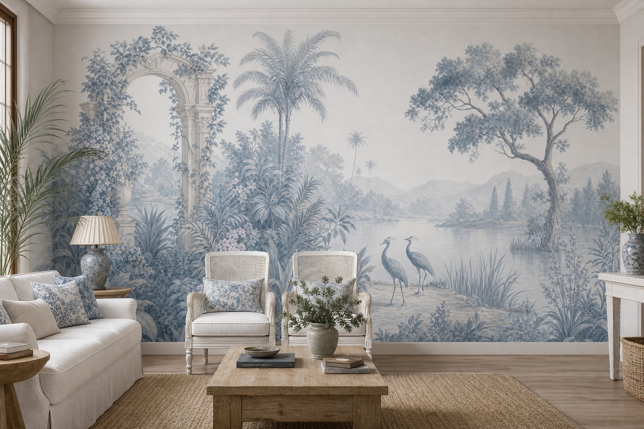 White Background Wallpaper Scenic Landscape Lake Shore Wall Mural