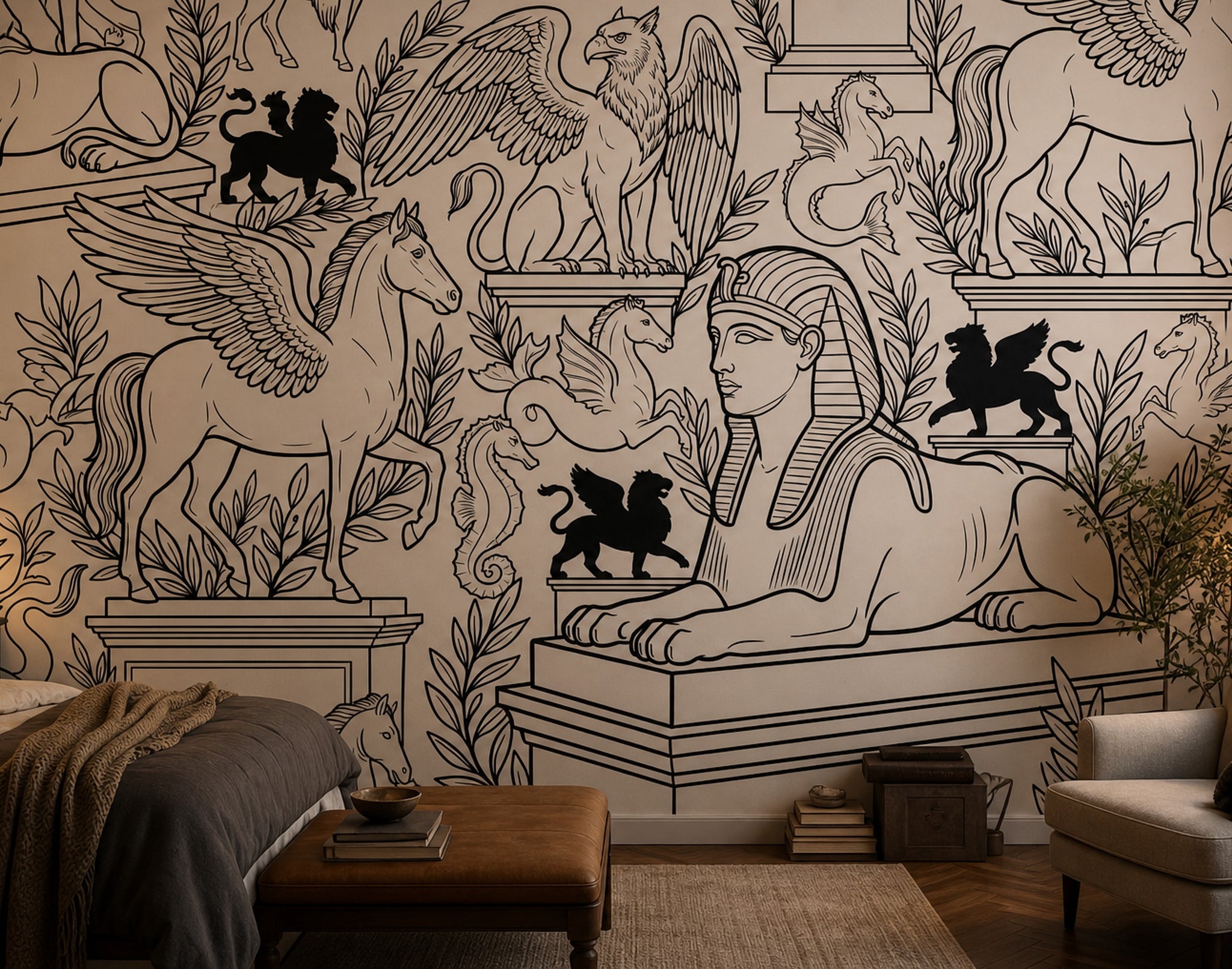 Egyptian Sphinx Wallpaper Mythological Creatures Winged Horse Wall Mural