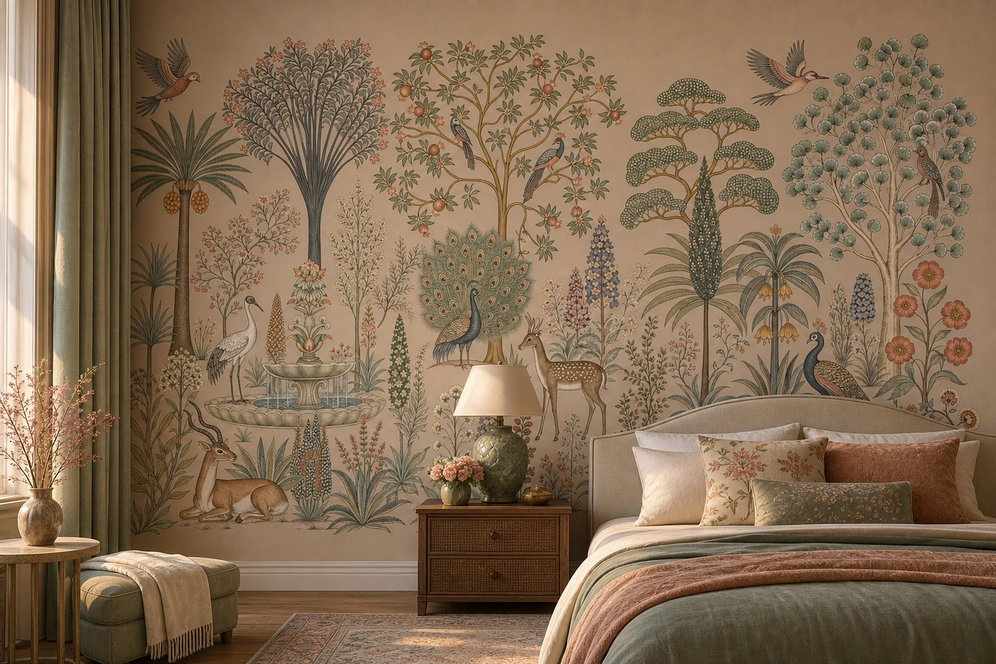 Scenic Landscape Wallpaper Pastoral Panorama Removable Botanical Vista Wall Decor