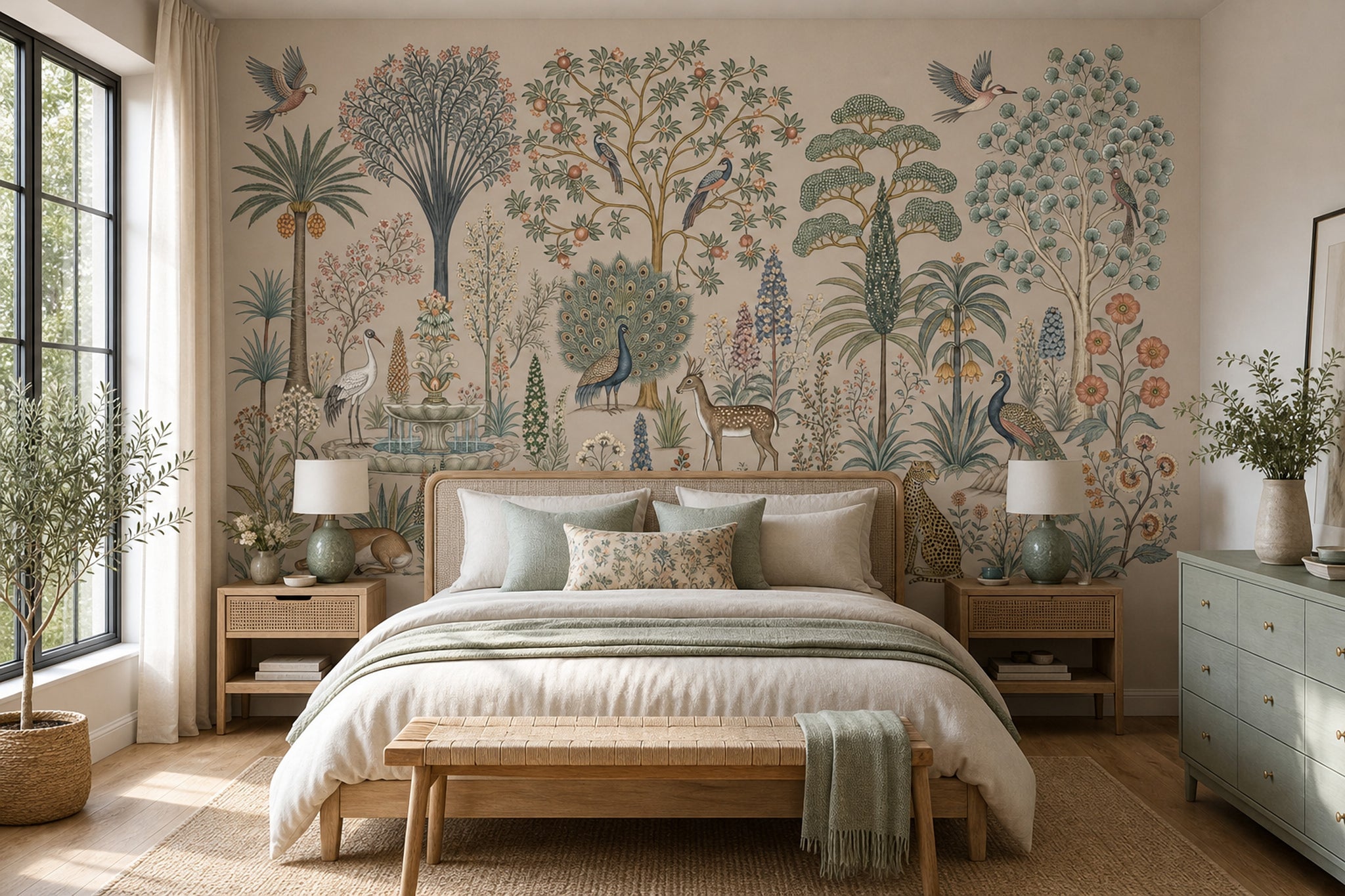 Scenic Landscape Wallpaper Pastoral Panorama Removable Botanical Vista Wall Decor