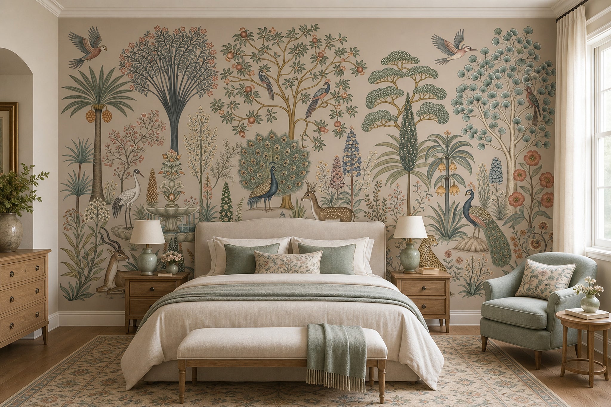 Scenic Landscape Wallpaper Pastoral Panorama Removable Botanical Vista Wall Decor