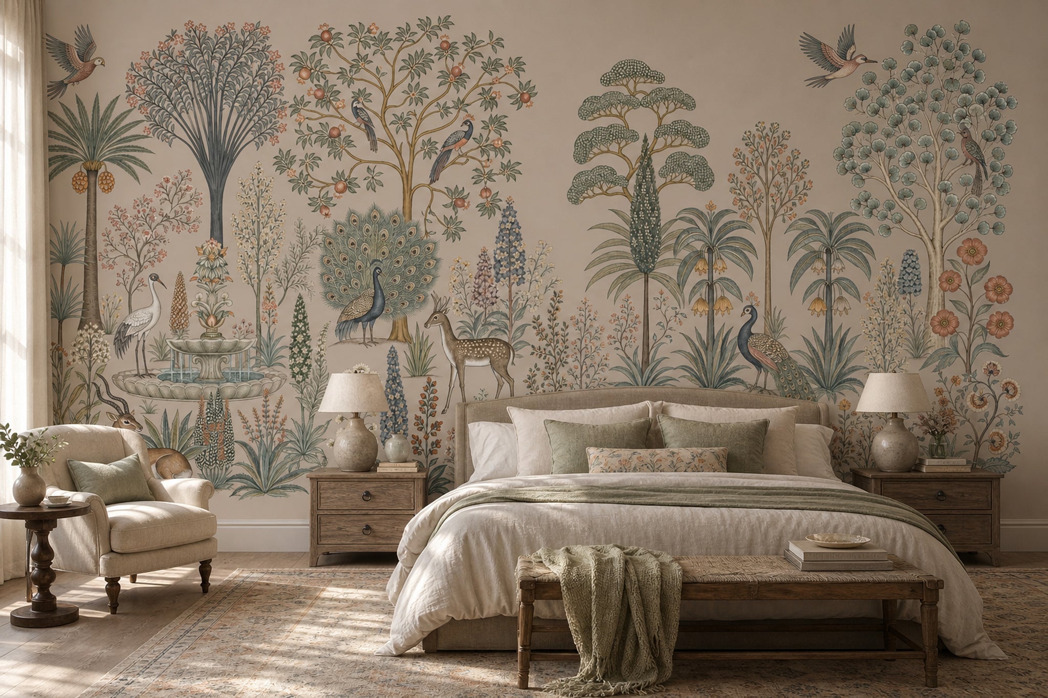 Scenic Landscape Wallpaper Pastoral Panorama Removable Botanical Vista Wall Decor