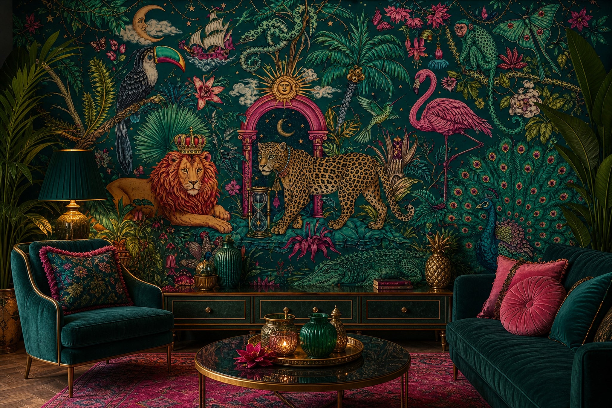 Starry Night Wallpaper Maximalist Tropical Wall Mural
