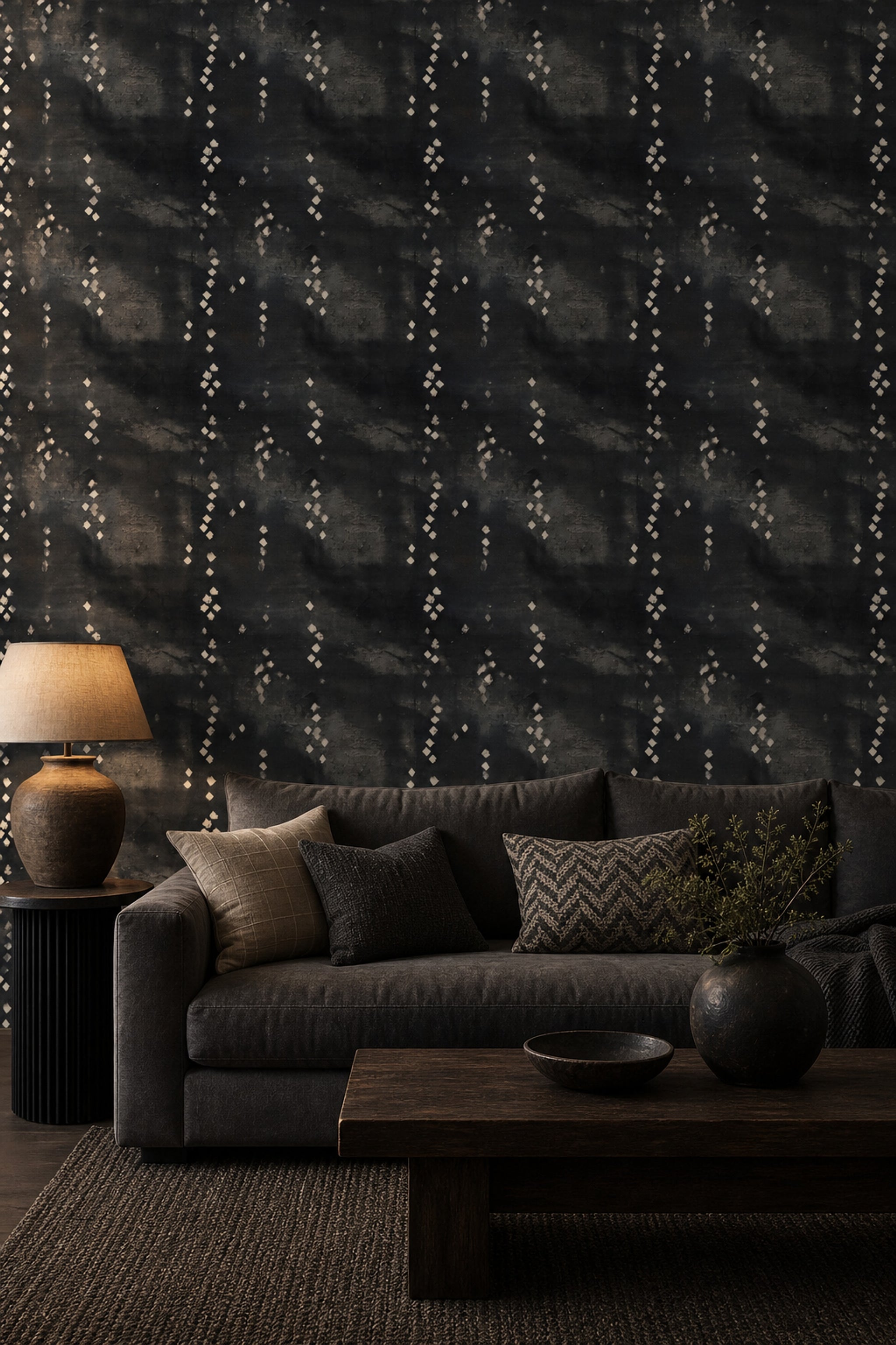 Dark Wallpaper Abstract Geometric Diamonds Decorative Mural