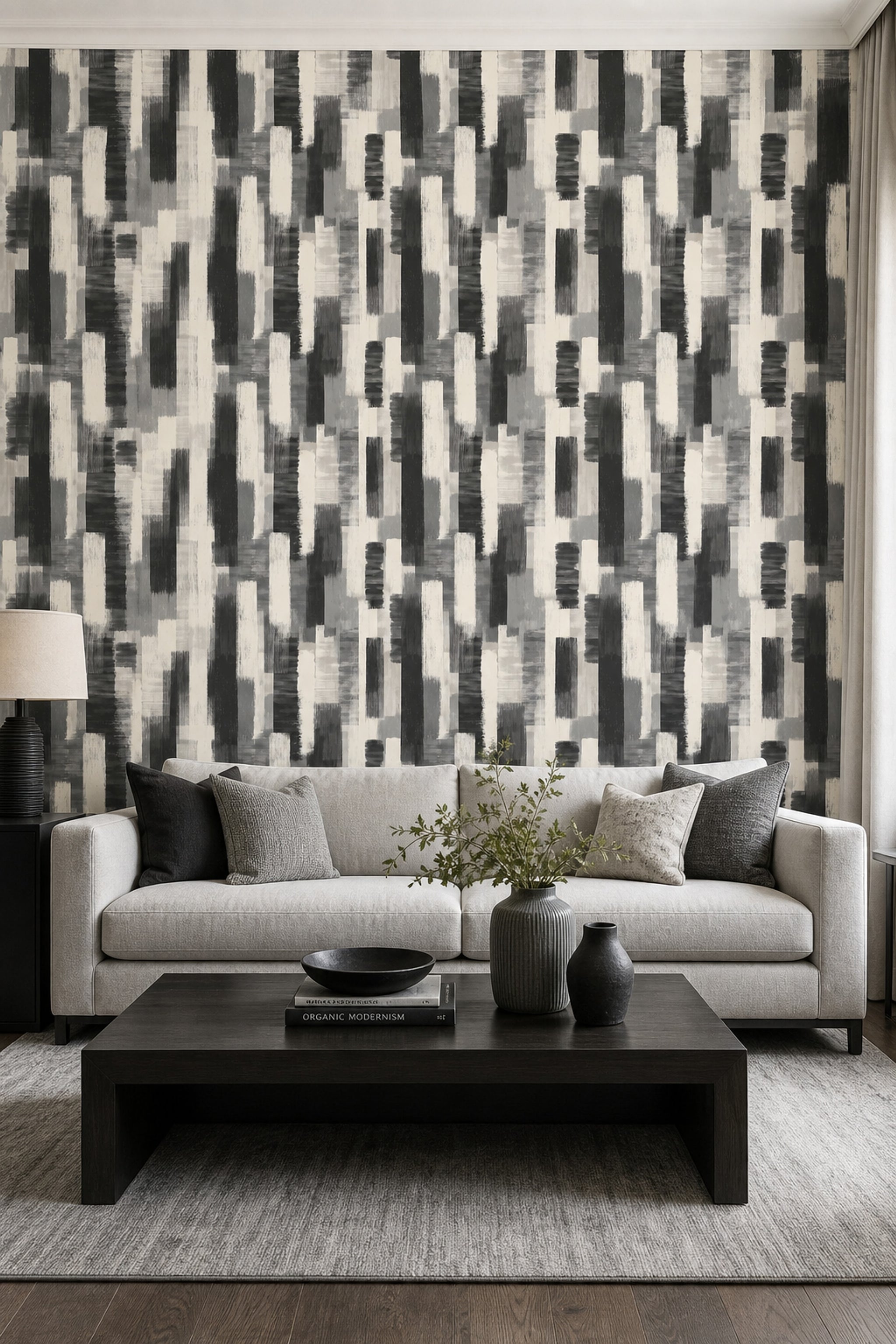 Abstract Wallpaper Geometric Brushstroke Texture Removable Wall Decor