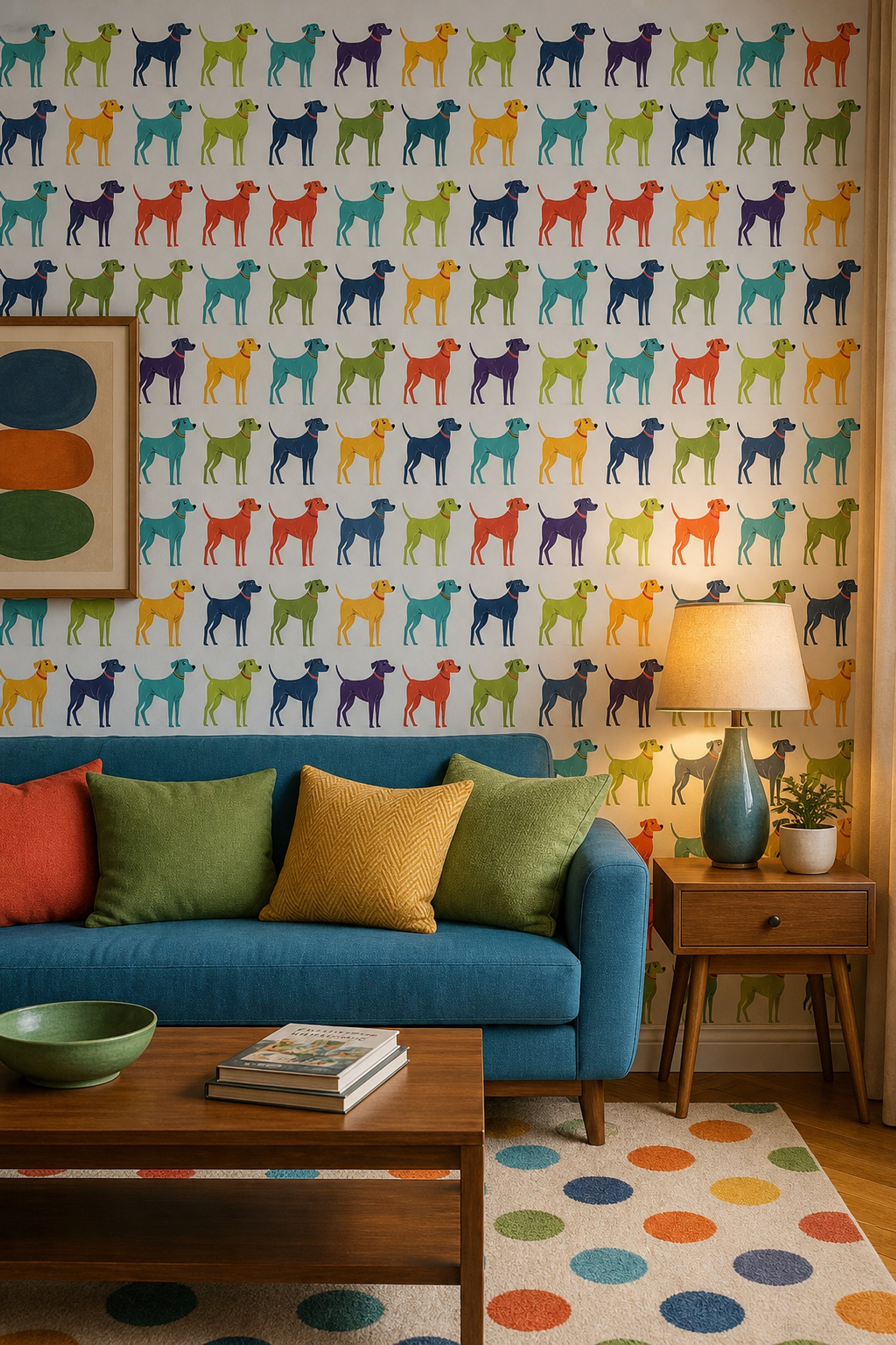 Dog Pattern Wallpaper Animal Print Playful Removable Wall Decor