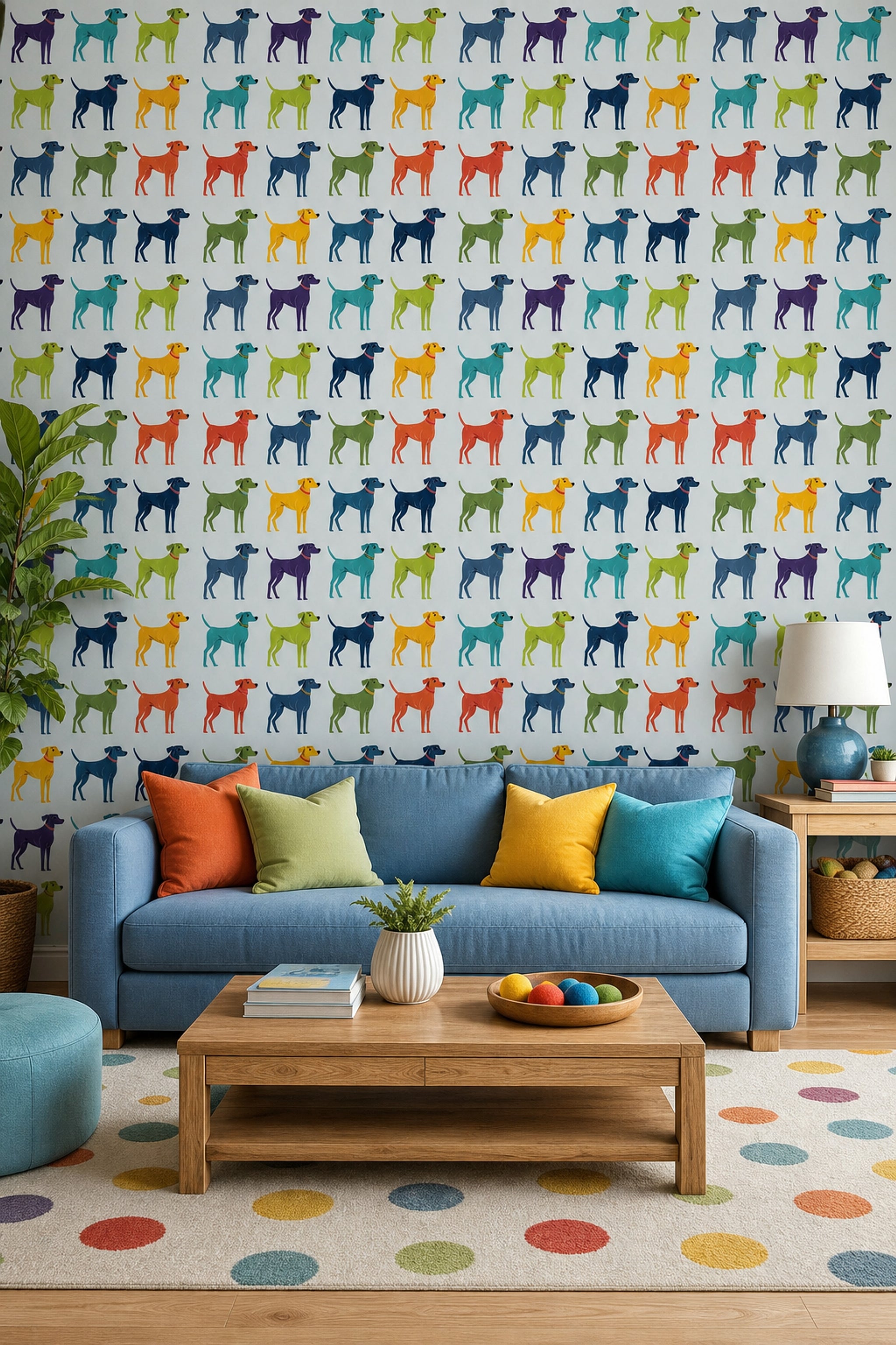 Dog Pattern Wallpaper Animal Print Playful Removable Wall Decor