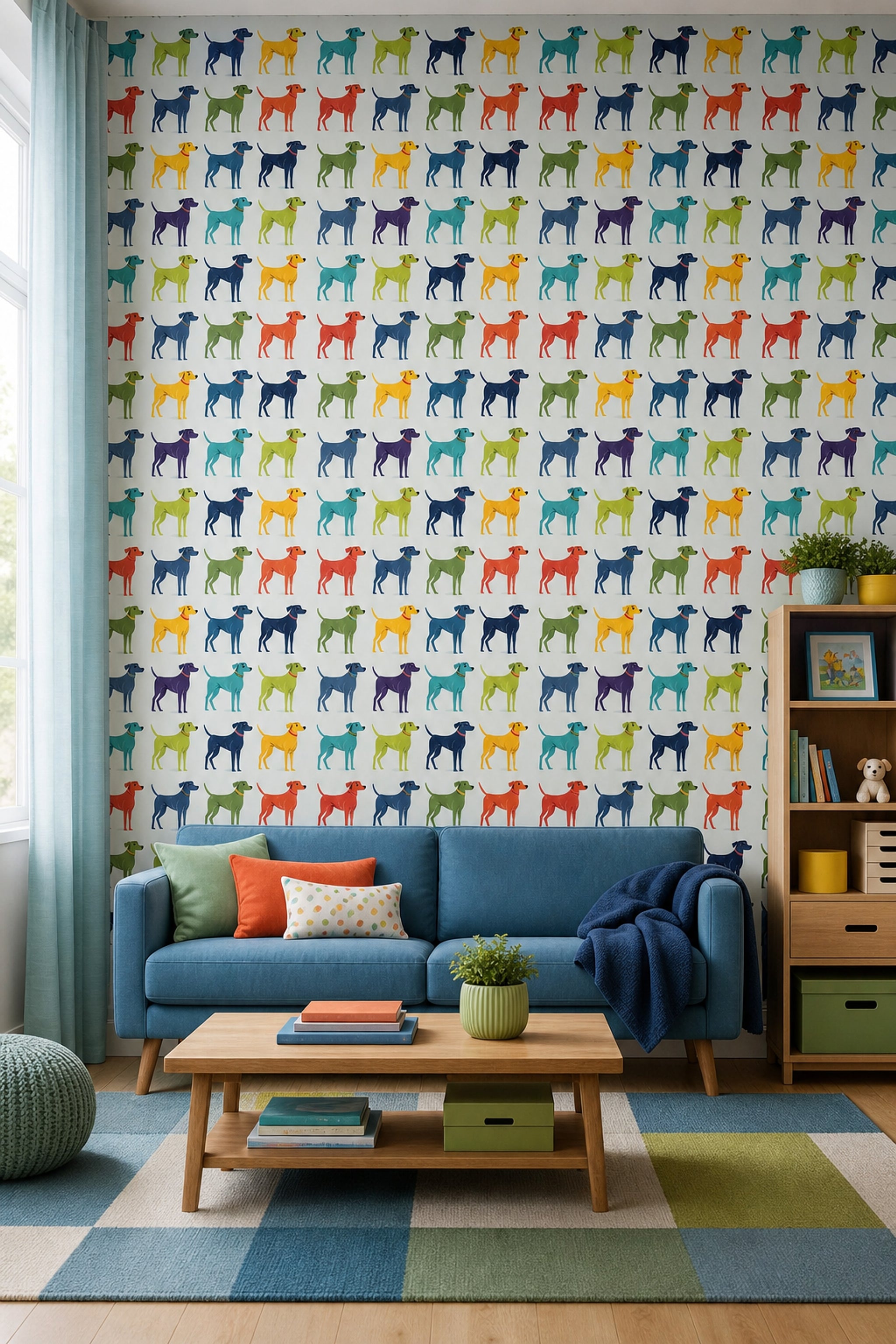 Dog Pattern Wallpaper Animal Print Playful Removable Wall Decor