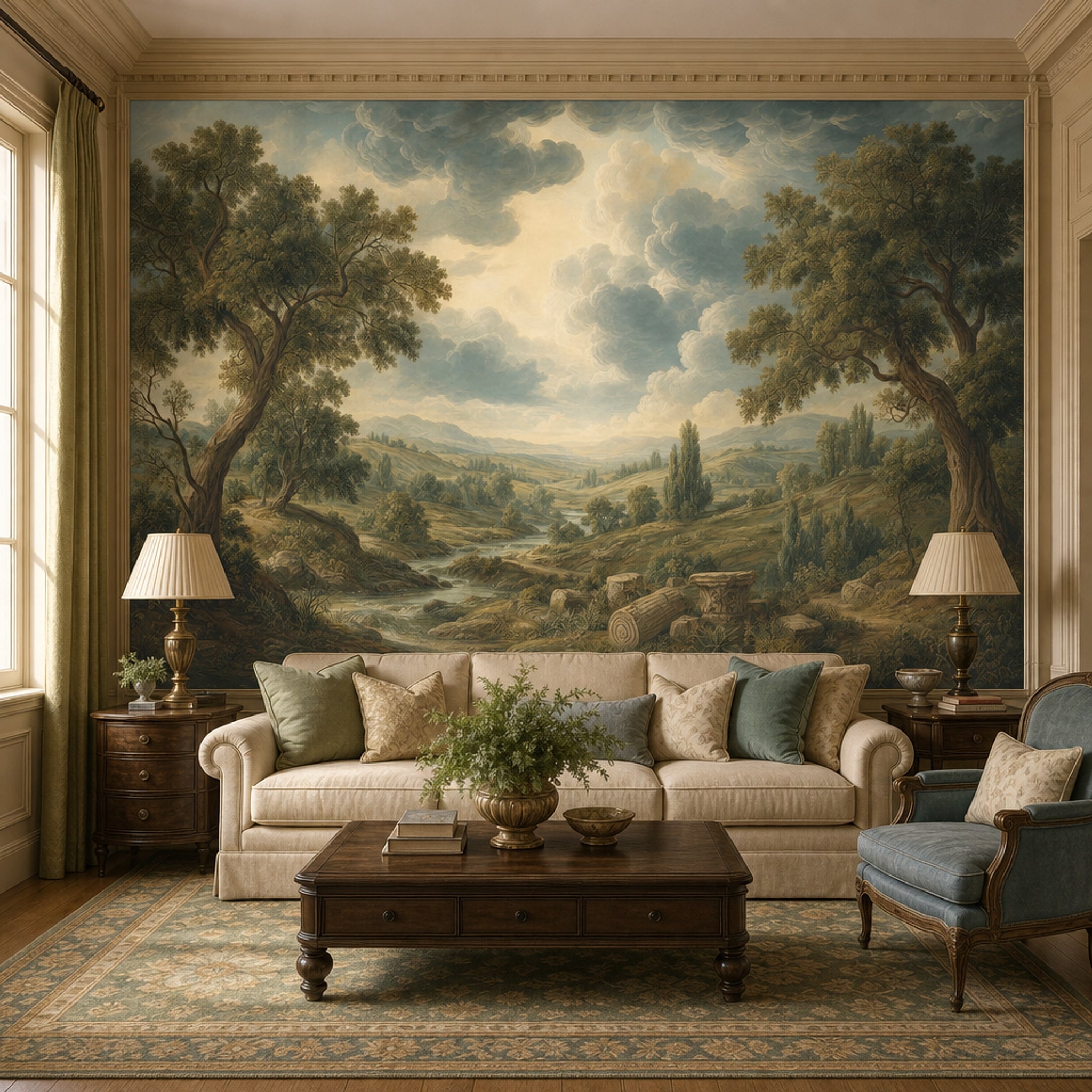Cloudy Sky Wallpaper Overcast Stormy Wall Mural
