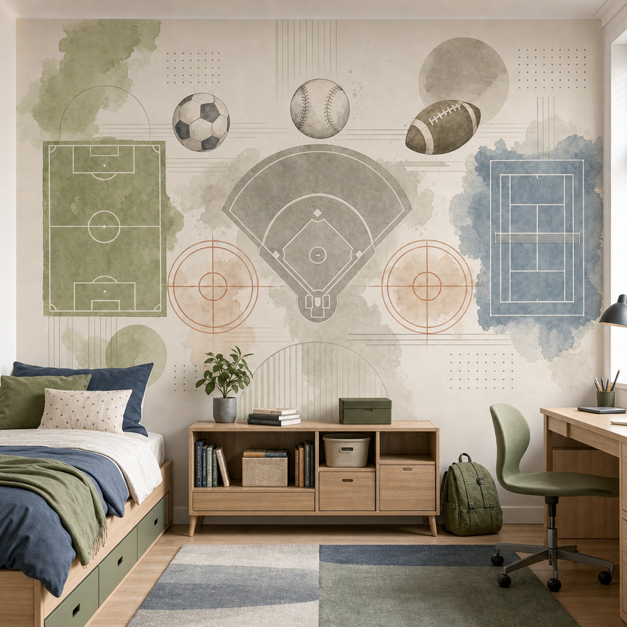 Watercolor Texture Wallpaper Sports Diagram Athletic Wall Mural