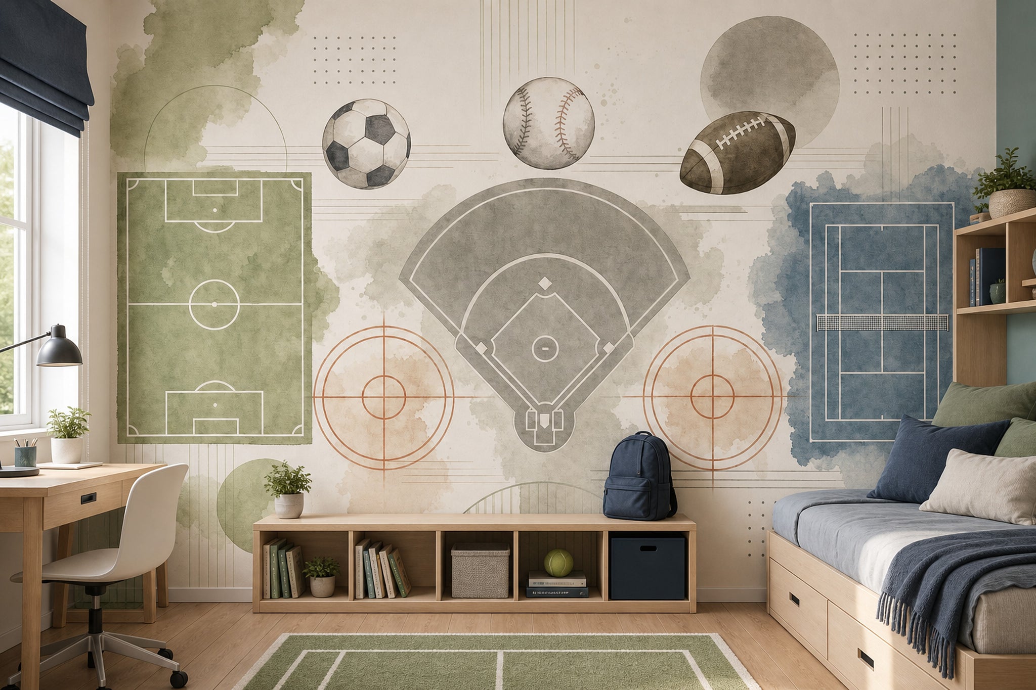 Watercolor Texture Wallpaper Sports Diagram Athletic Wall Mural