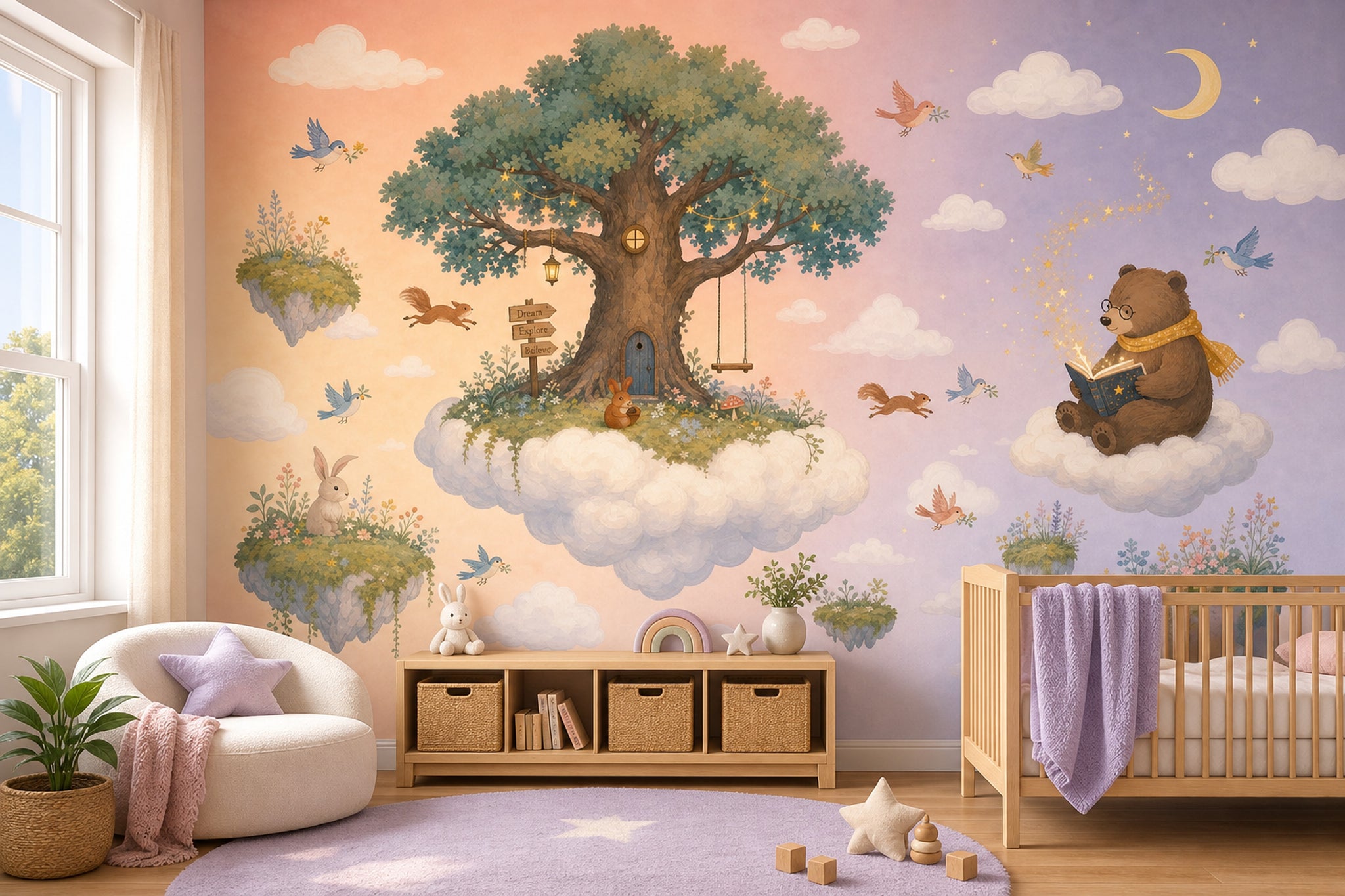 Treehouse Wallpaper Whimsical Storybook Removable Wall Decor
