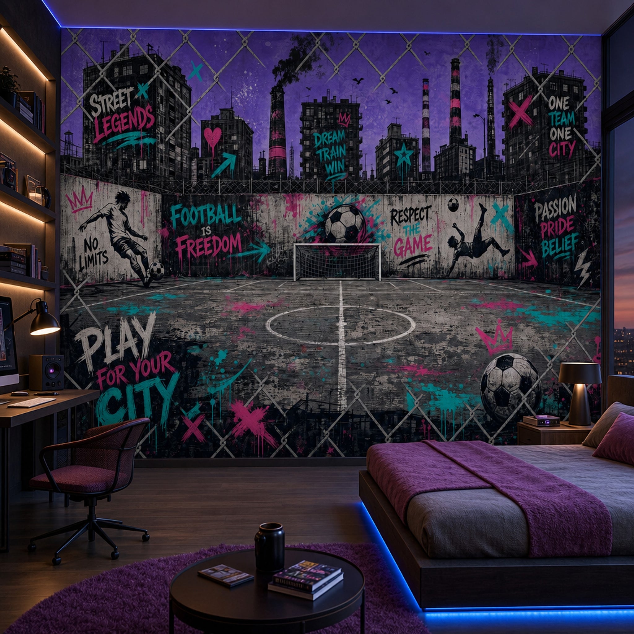 Grunge Texture Wallpaper Urban Street City Skyline Removable Wall Decor