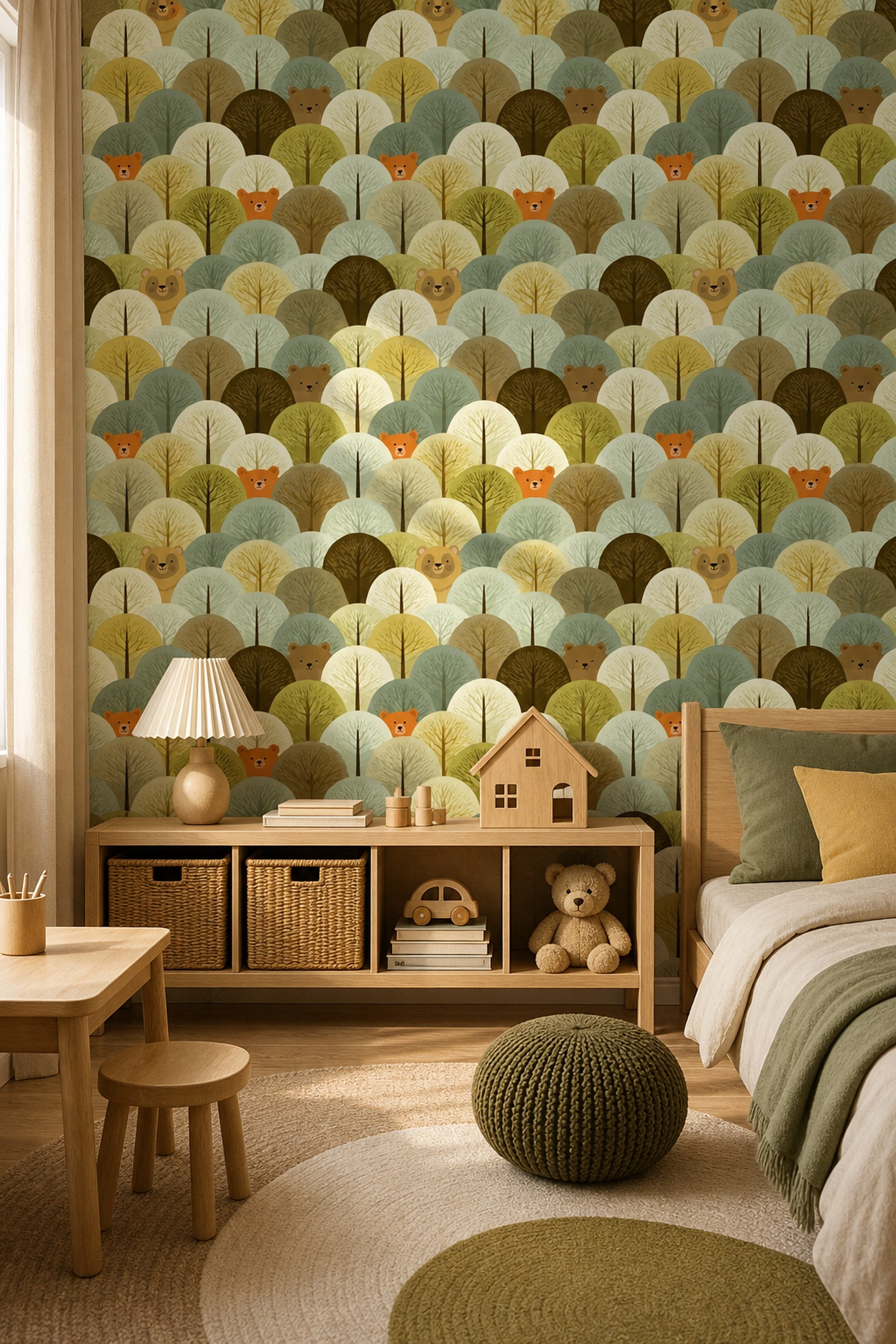 Woodland Wallpaper Forest Removable Trees Wall Double Roll