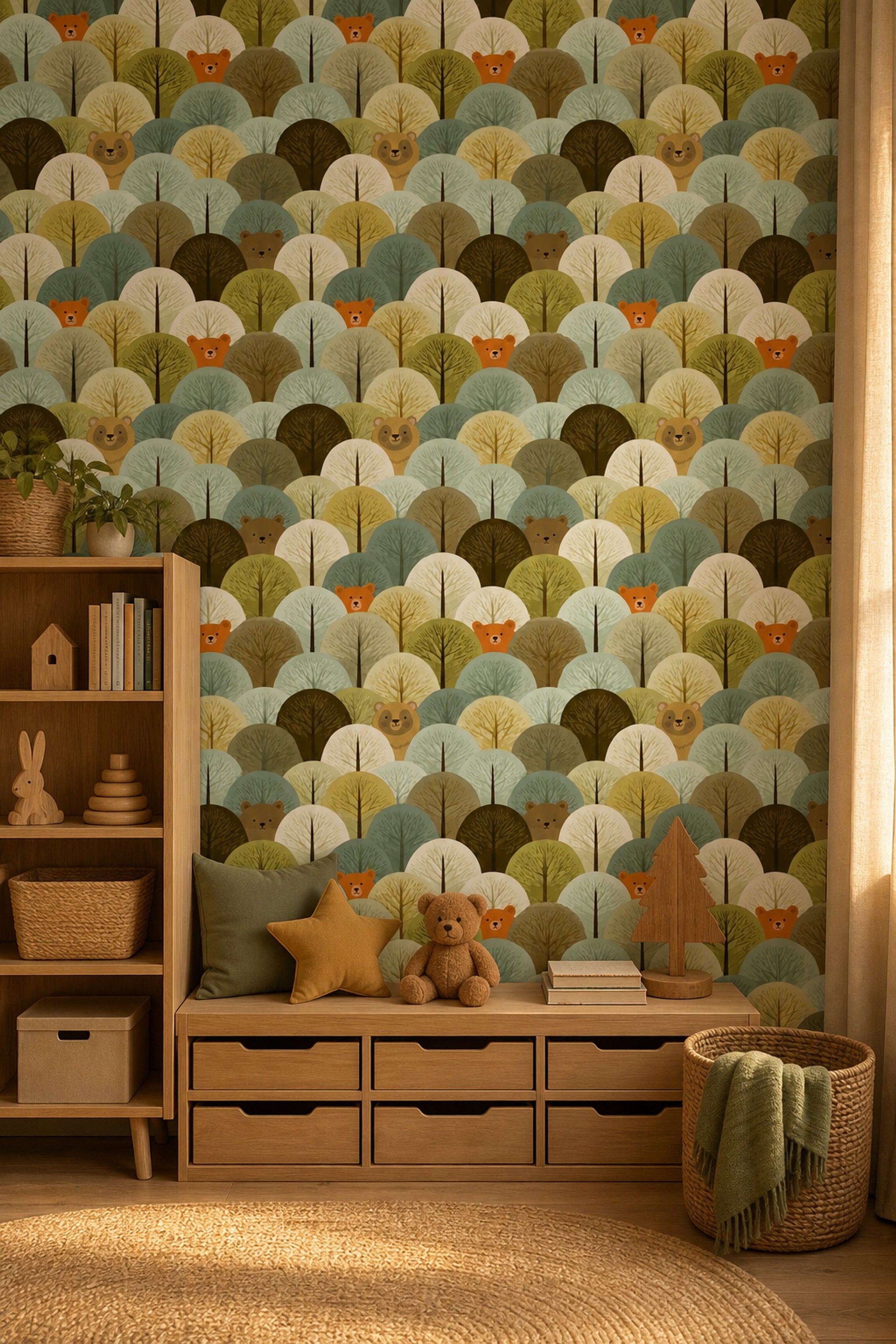 Woodland Wallpaper Forest Removable Trees Wall Double Roll