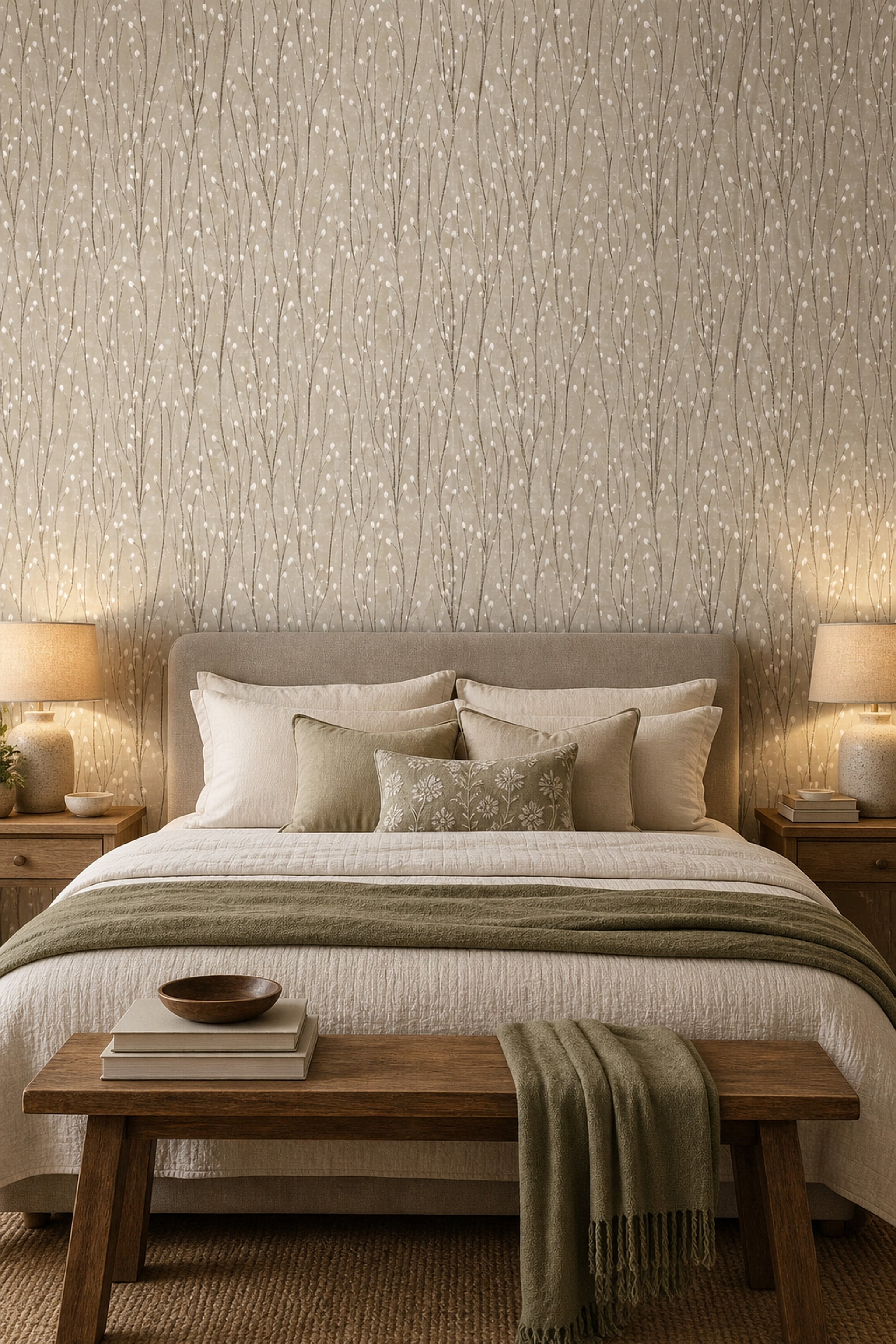 Botanical Wallpaper Minimal Floral Branches Removable Wall Decor