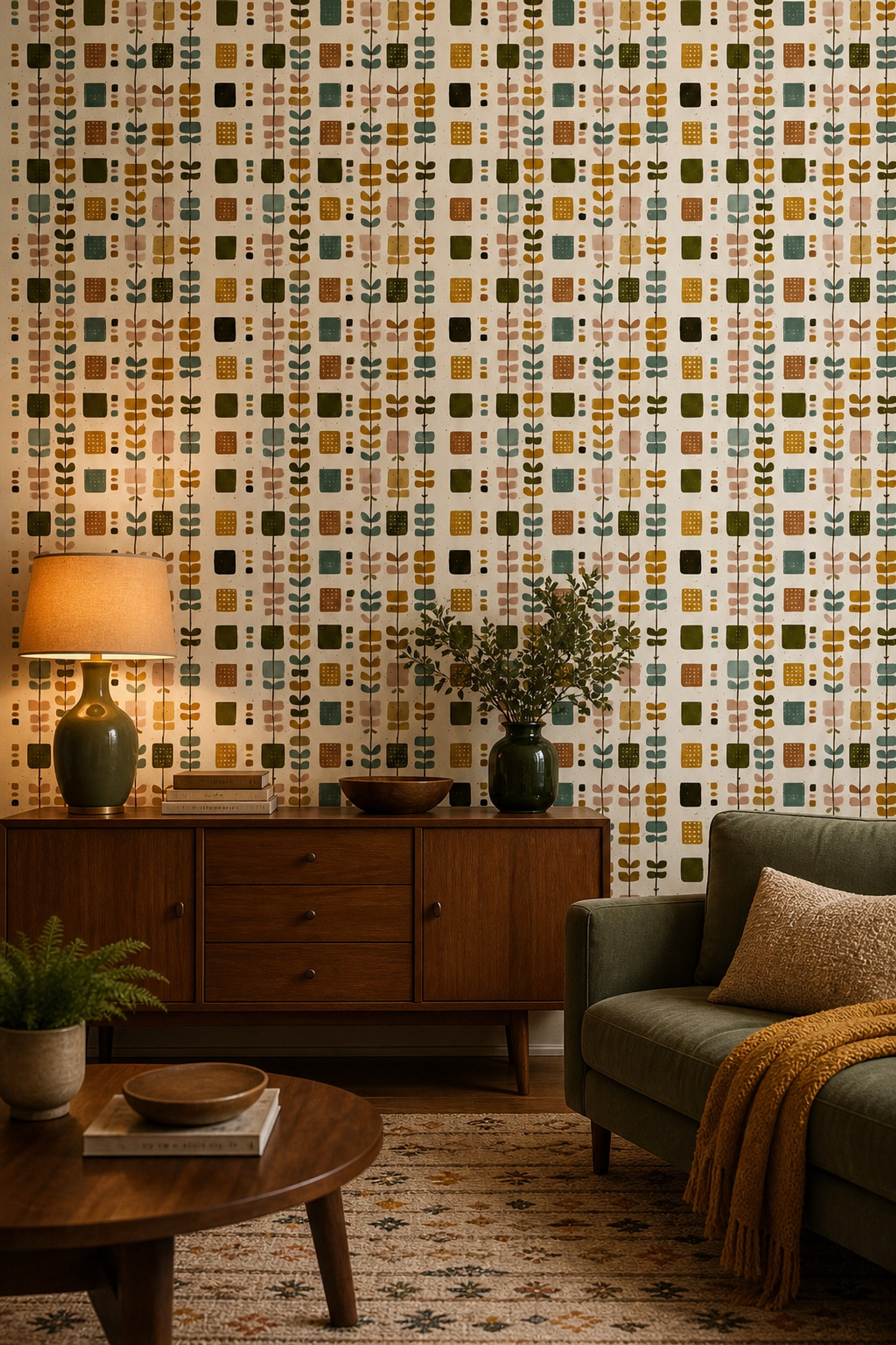 Mid Century Modern Wallpaper Retro Removable Modern Wall Double Roll