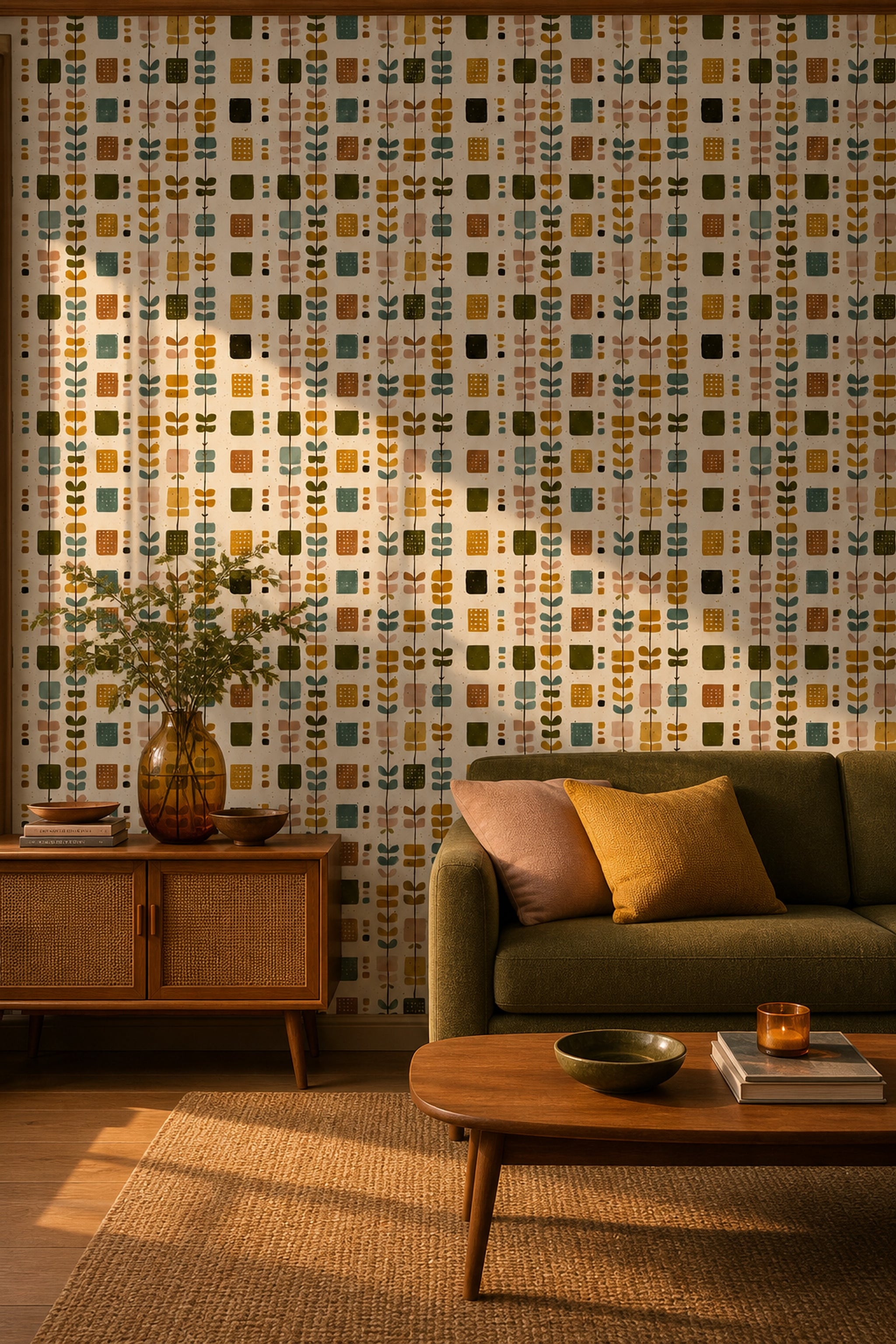 Mid Century Modern Wallpaper Retro Removable Modern Wall Double Roll