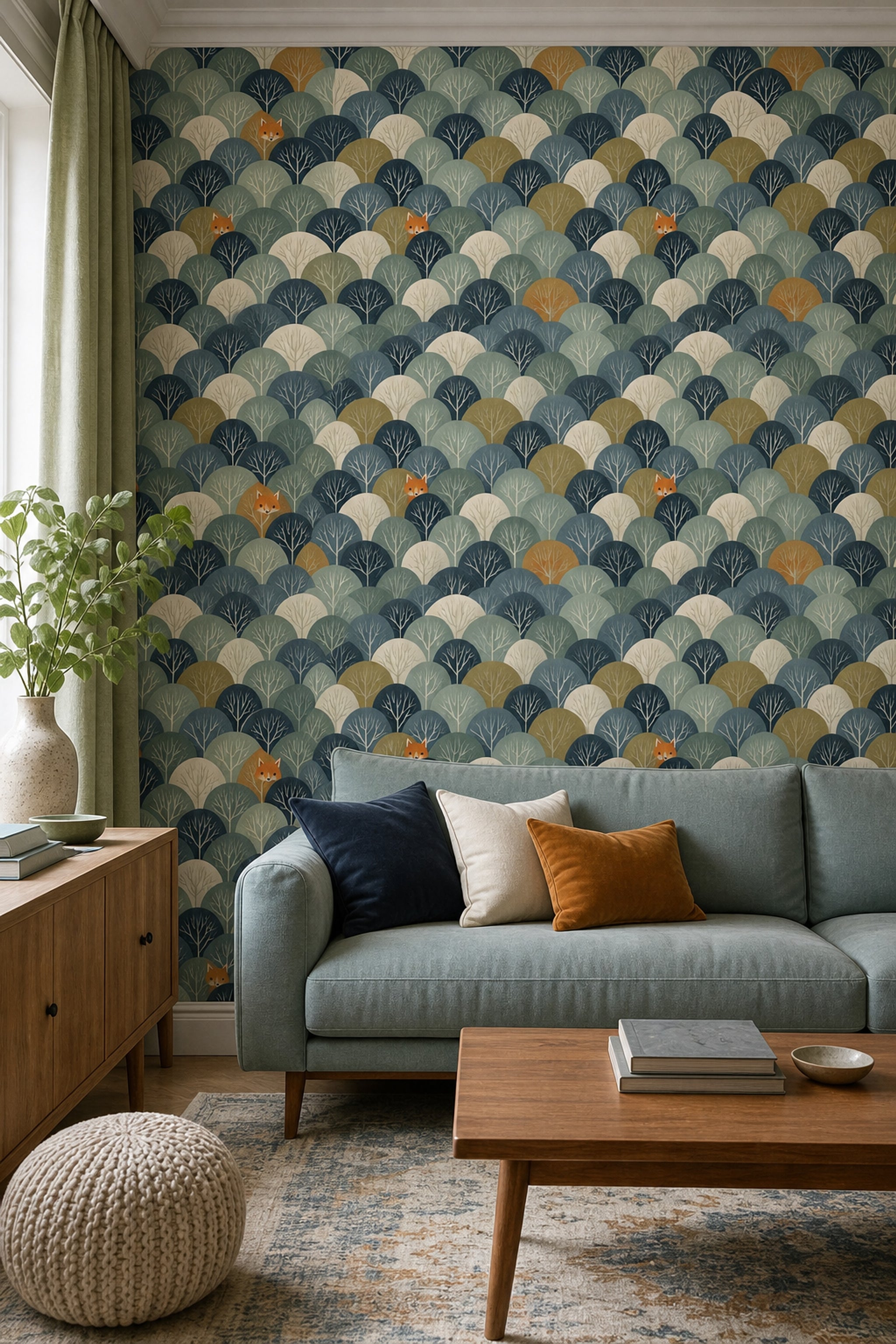 Tree Silhouette Wallpaper Forest Woodland Removable Wall Decor