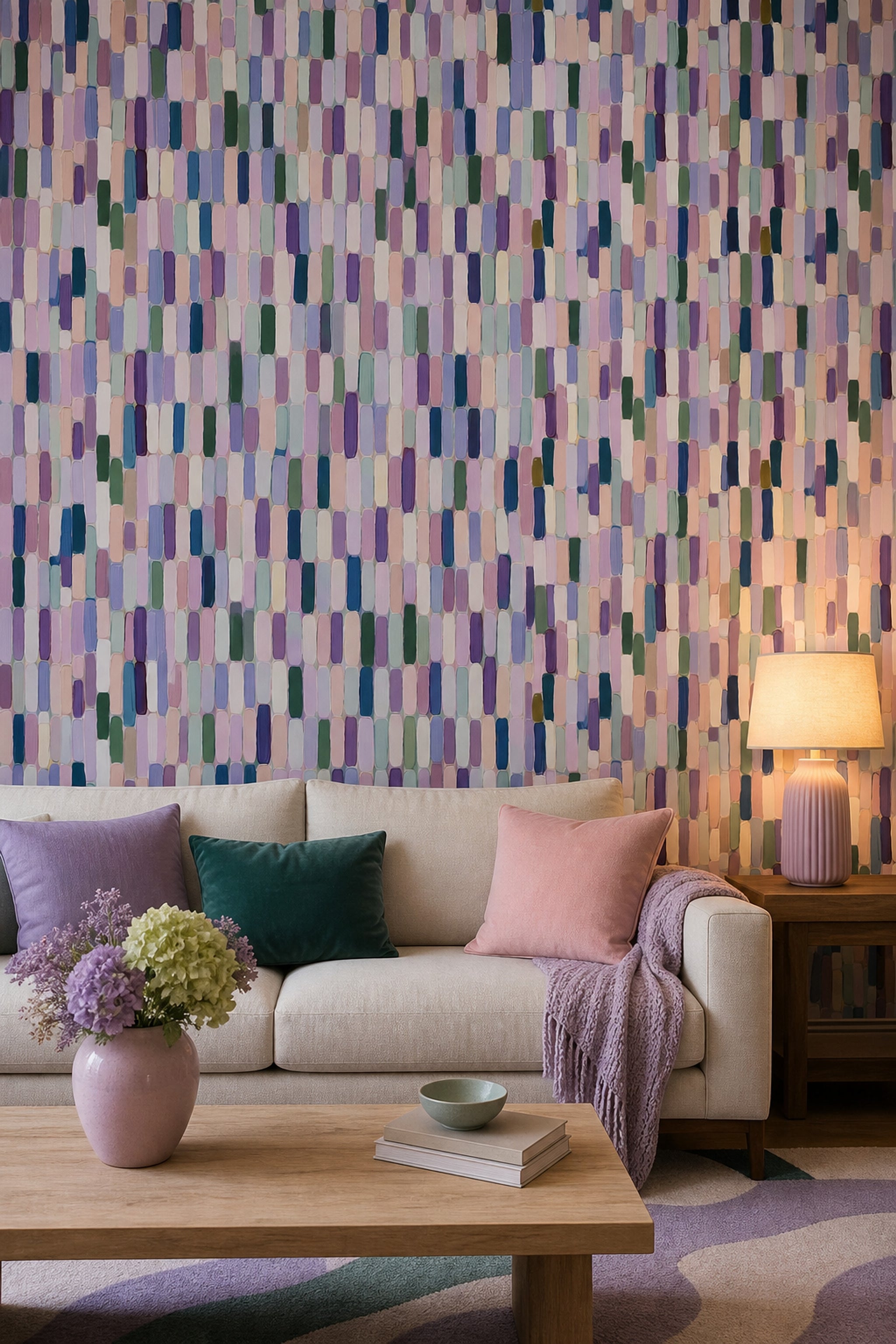 Abstract Wallpaper Geometric Removable Painted Brushstrokes Wall Double Roll