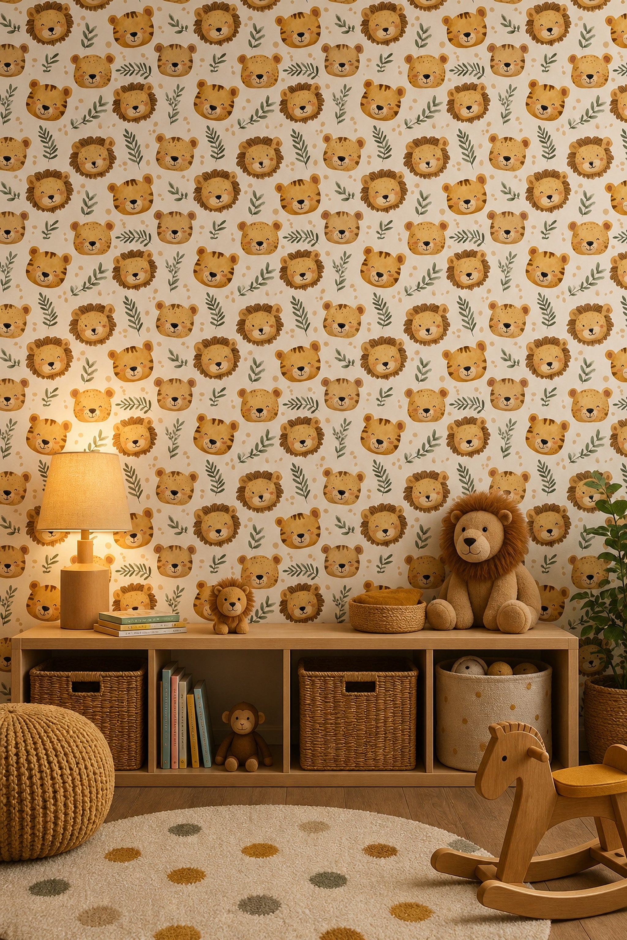 Muted Green Wallpaper Safari Nursery Jungle Decorative Mural