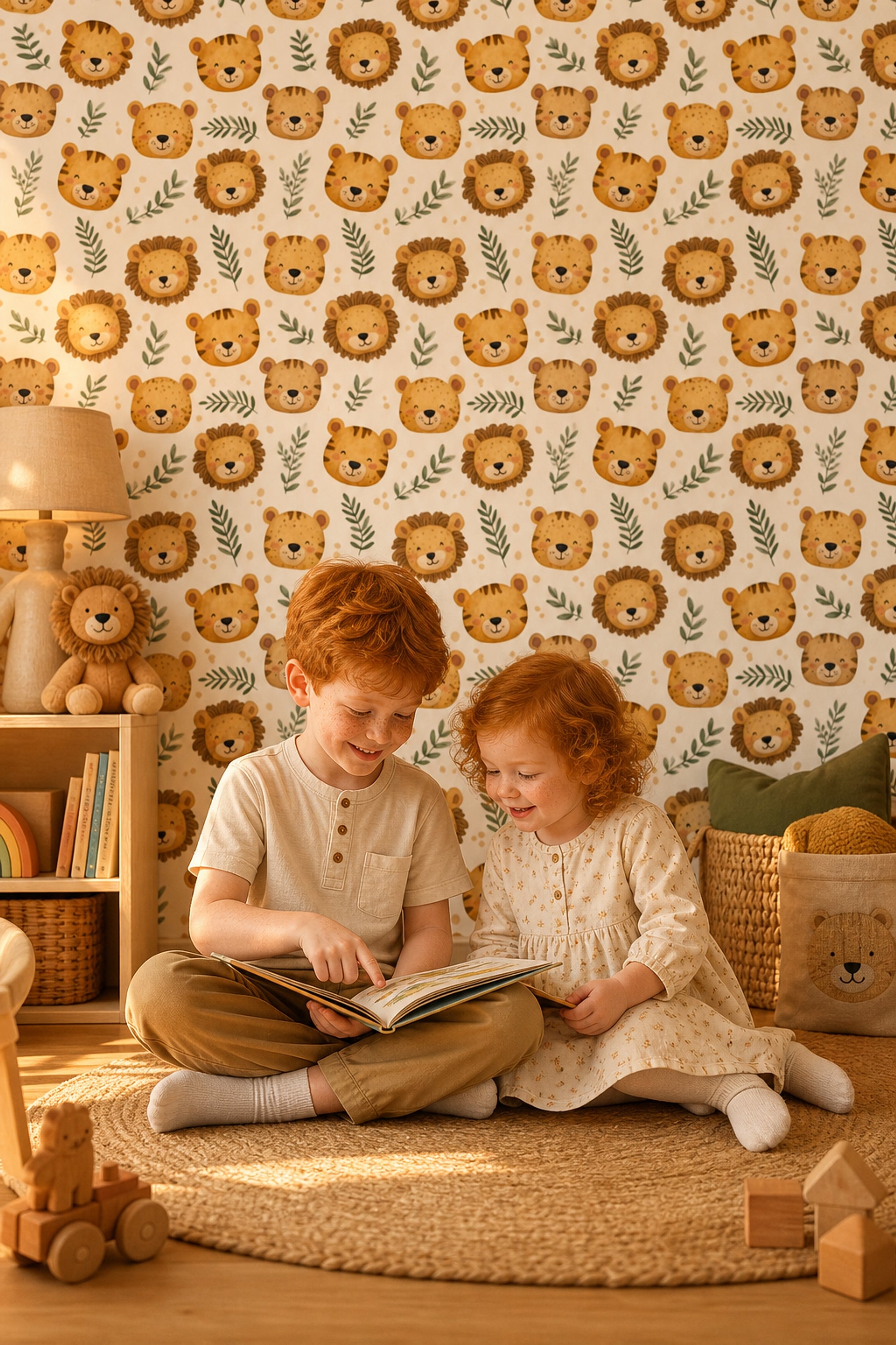 Muted Green Wallpaper Safari Nursery Jungle Decorative Mural