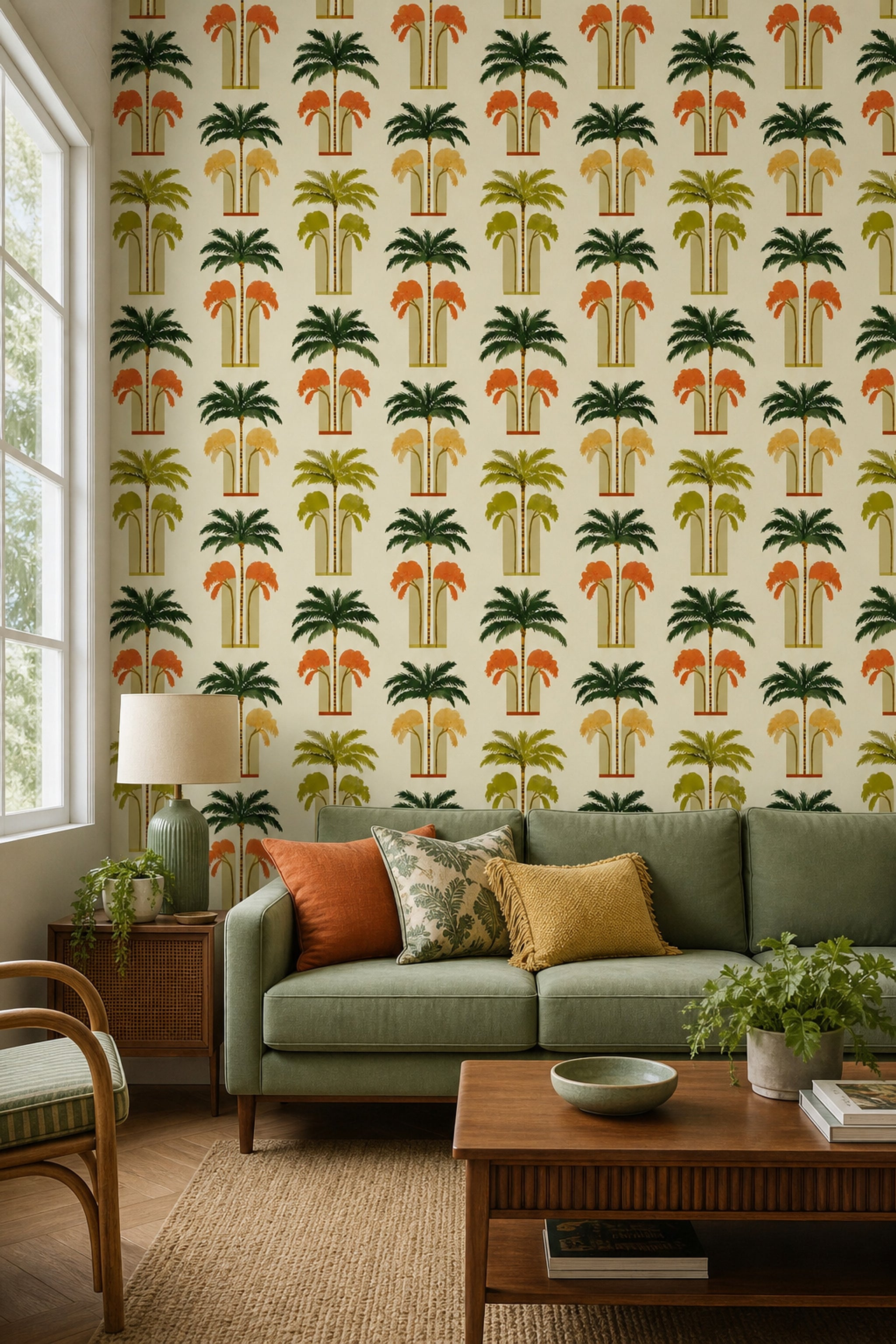 Tropical Wallpaper Palm Trees Removable Botanical Wall Double Roll