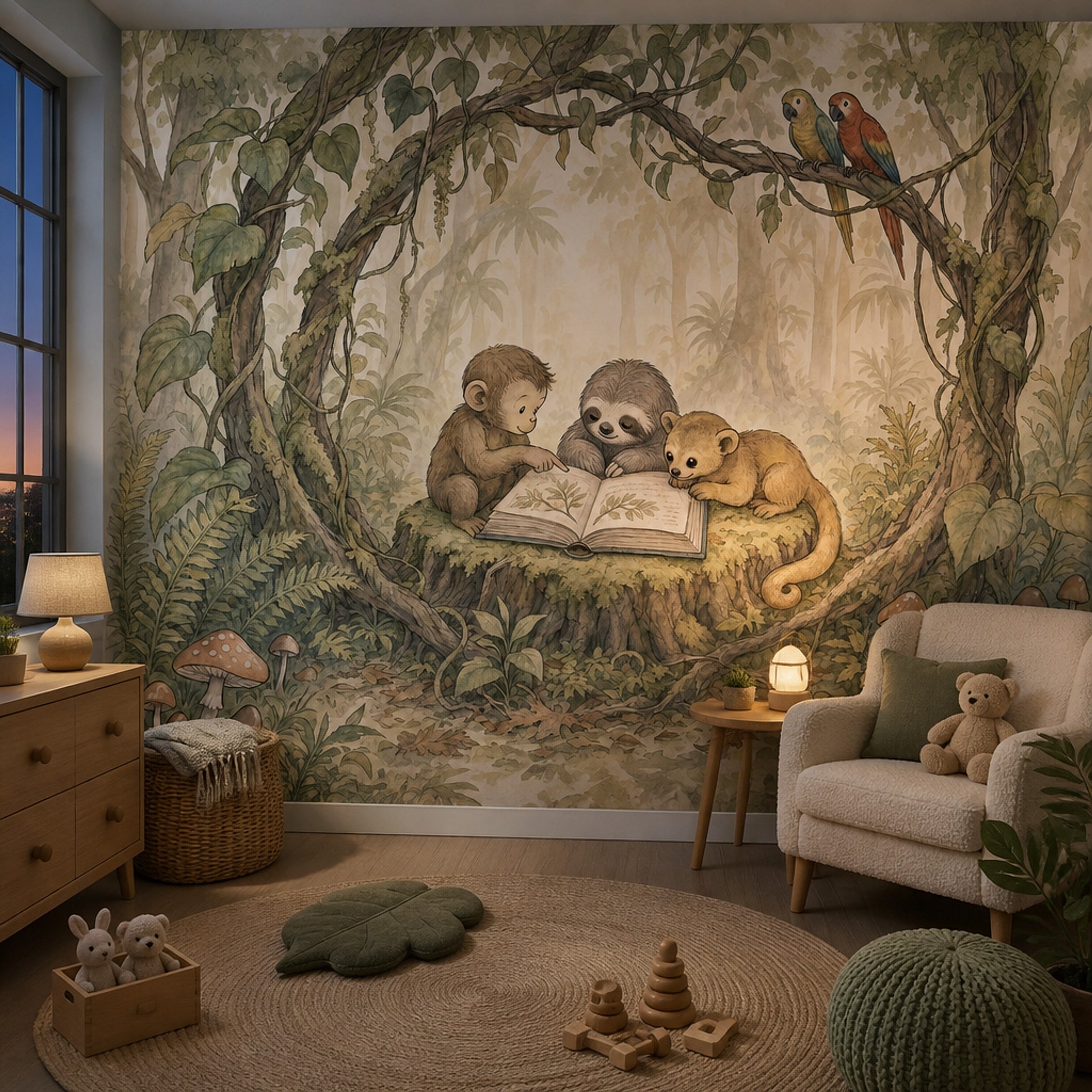 Misty Forest Wallpaper Muted Green Removable Wall Decor