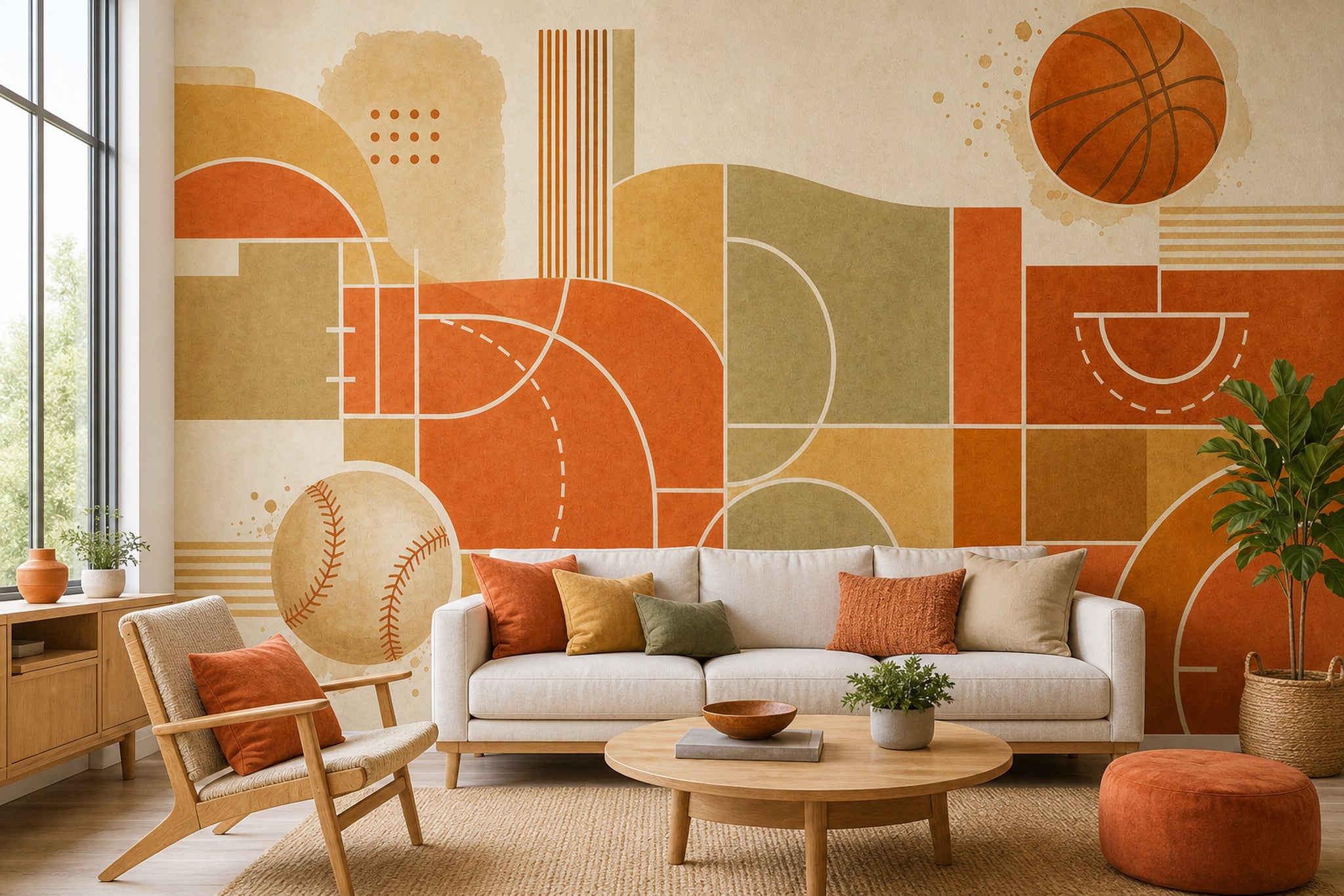 Watercolor Texture Wallpaper Mid Century Modern Removable Wall Decor