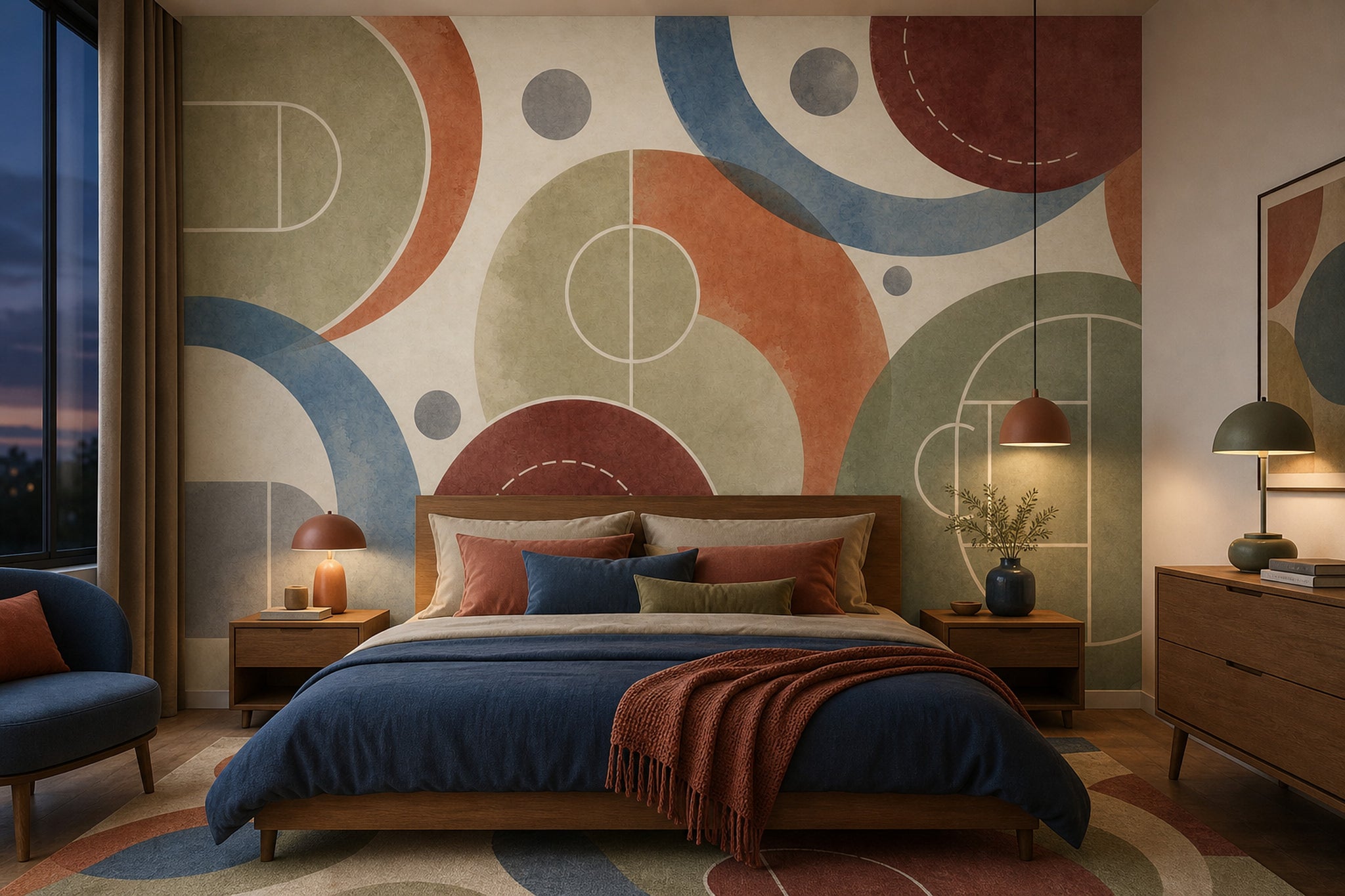Mid Century Modern Wallpaper Watercolor Texture Paper Texture Wall Mural